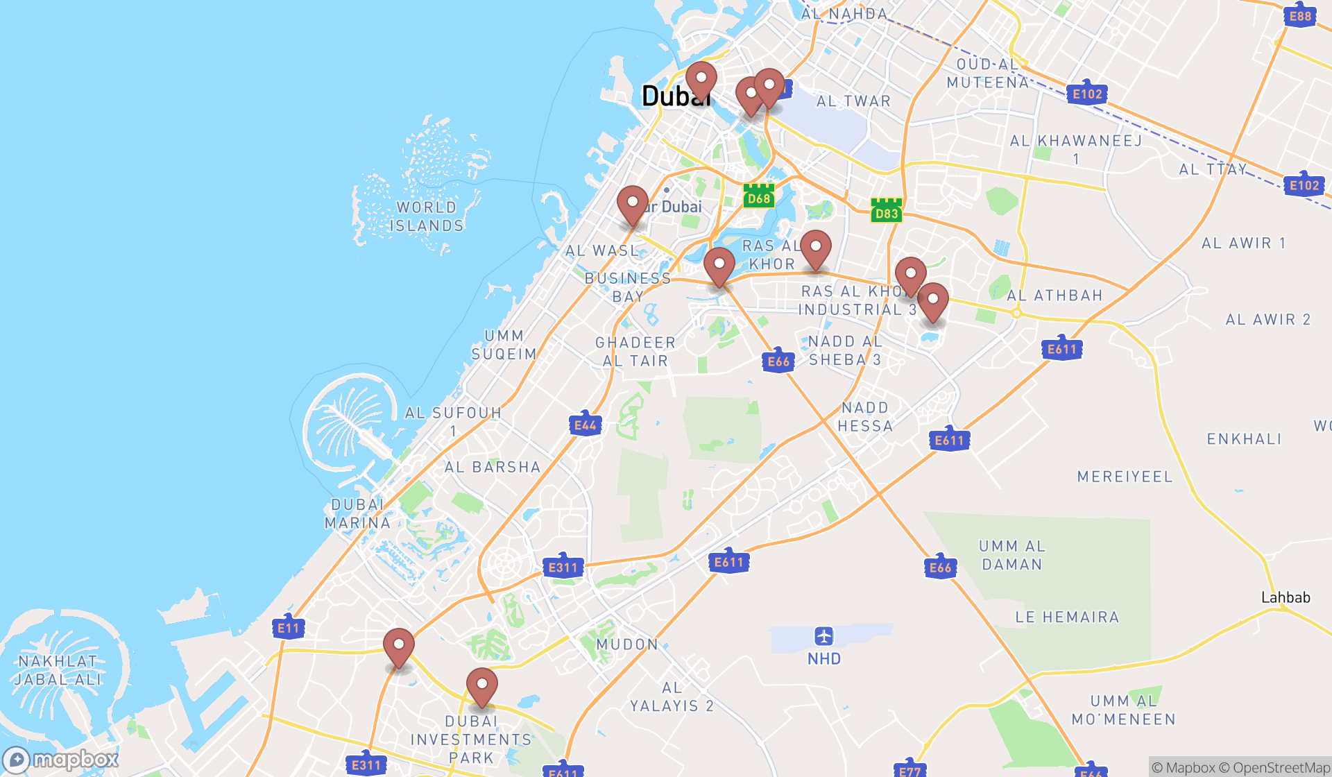 Map showing the ranked land surveyors in Dubai, Dubai