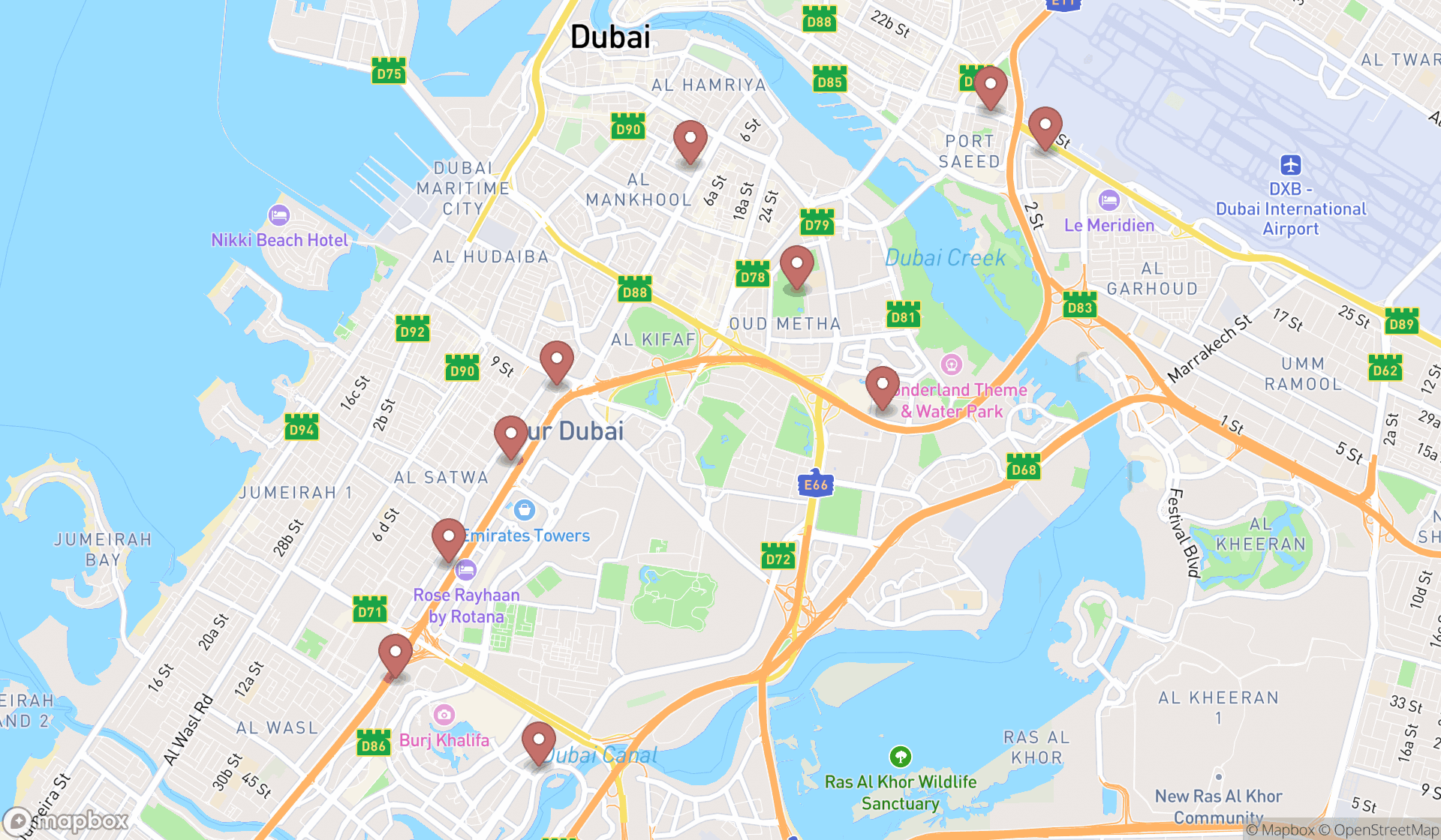 Map showing the ranked lawyers associations in Dubai, Dubai