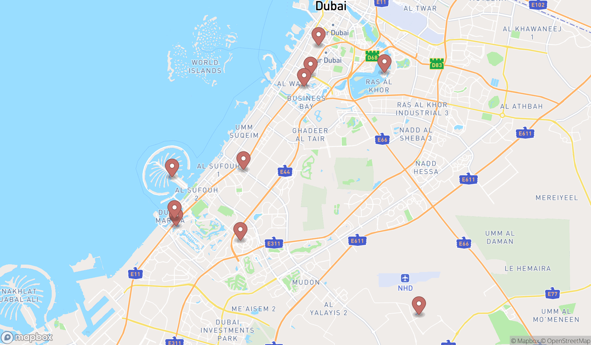 Map showing the ranked life coaches in Dubai, Dubai