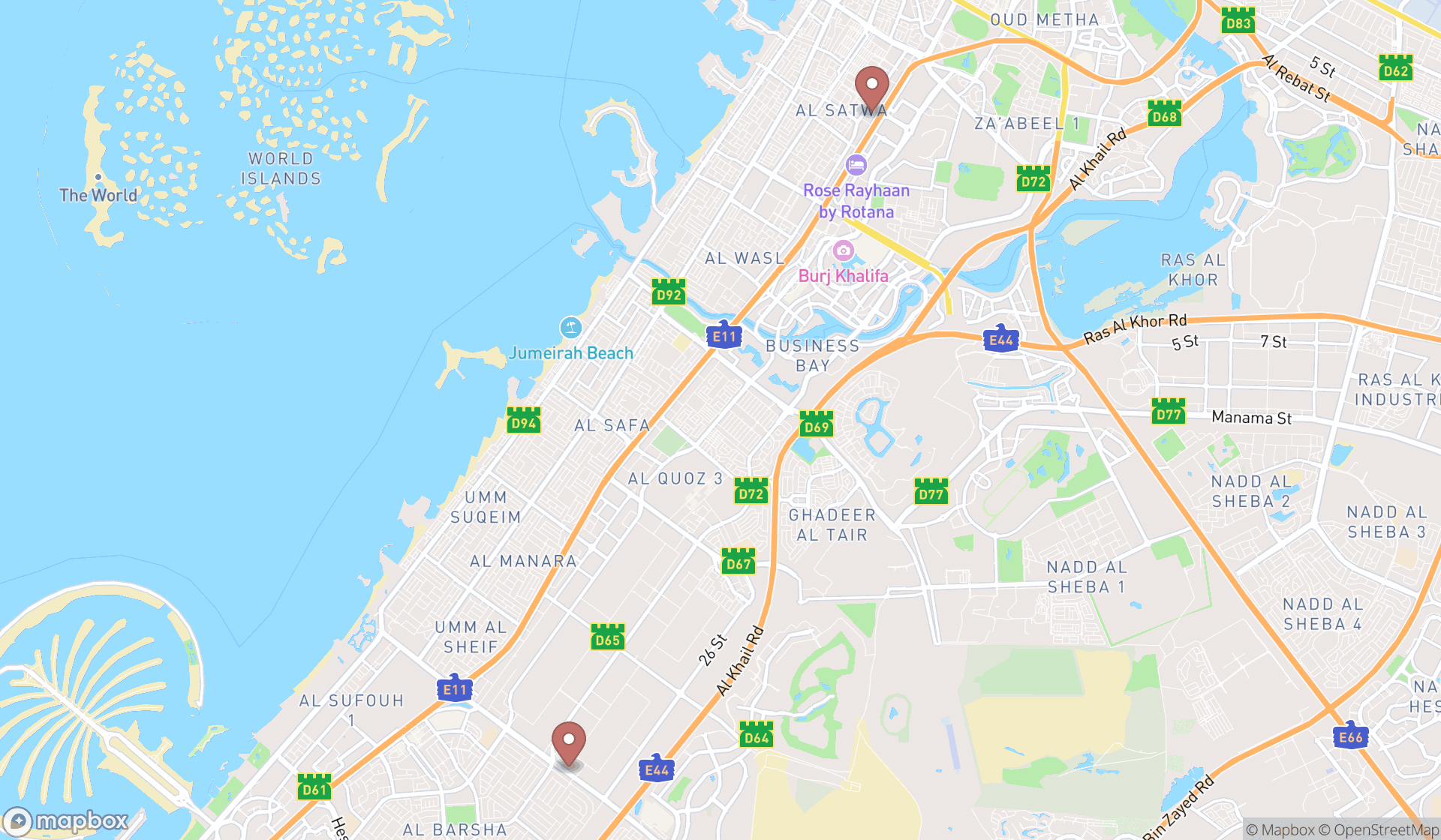 Map showing the ranked lighting wholesalers in Dubai, Dubai