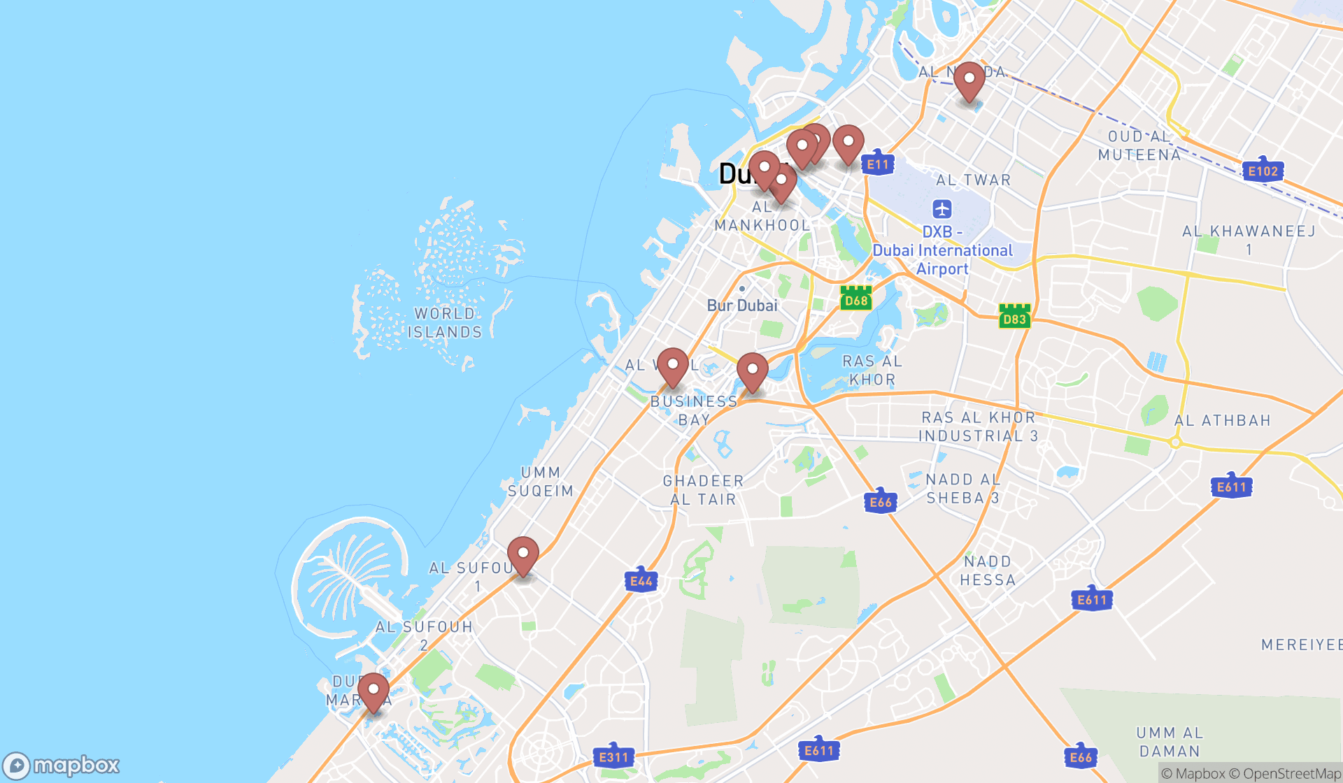 Map showing the ranked loan agencies in Dubai, Dubai