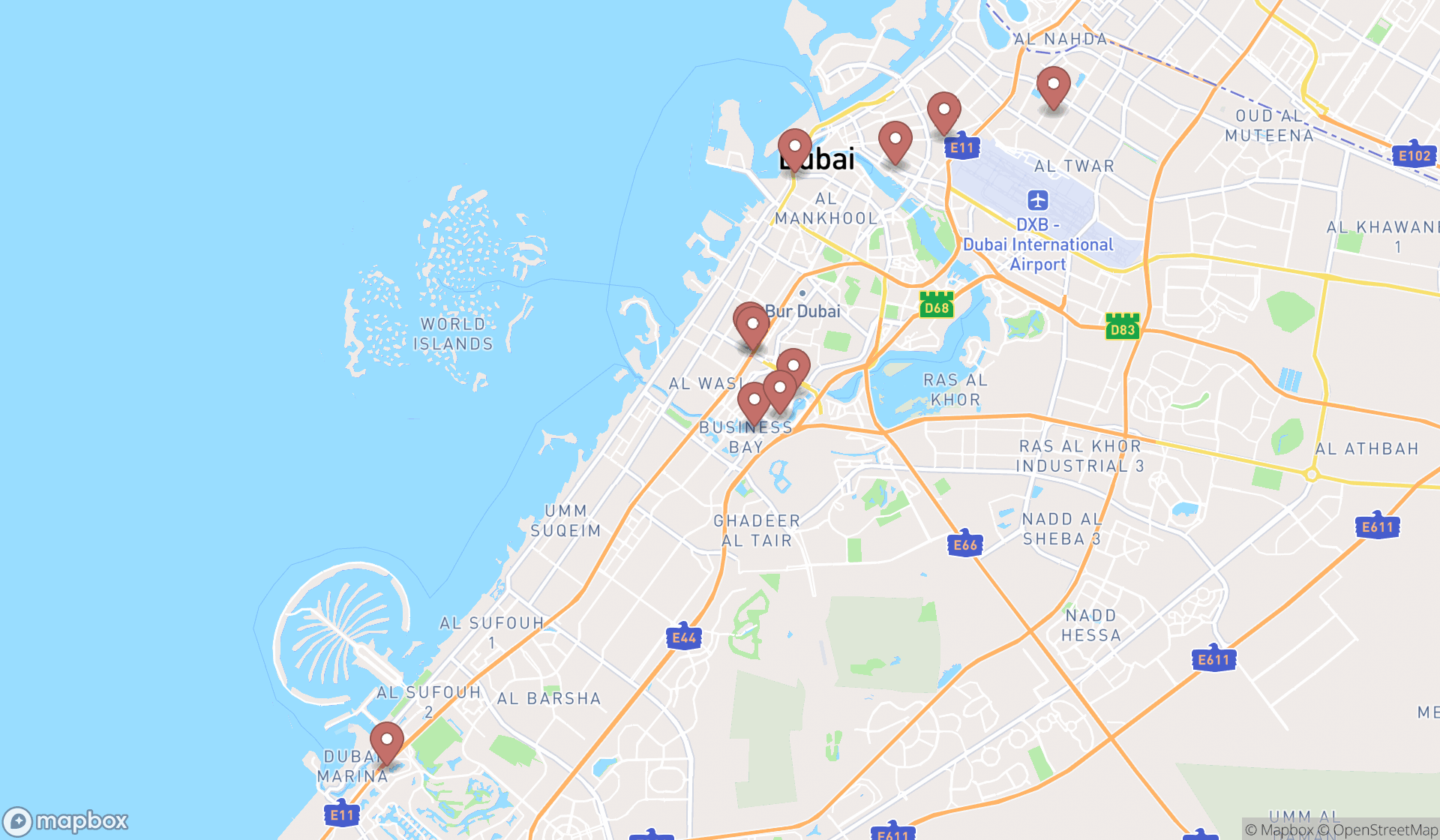 Map showing the ranked mapping services in Dubai, Dubai