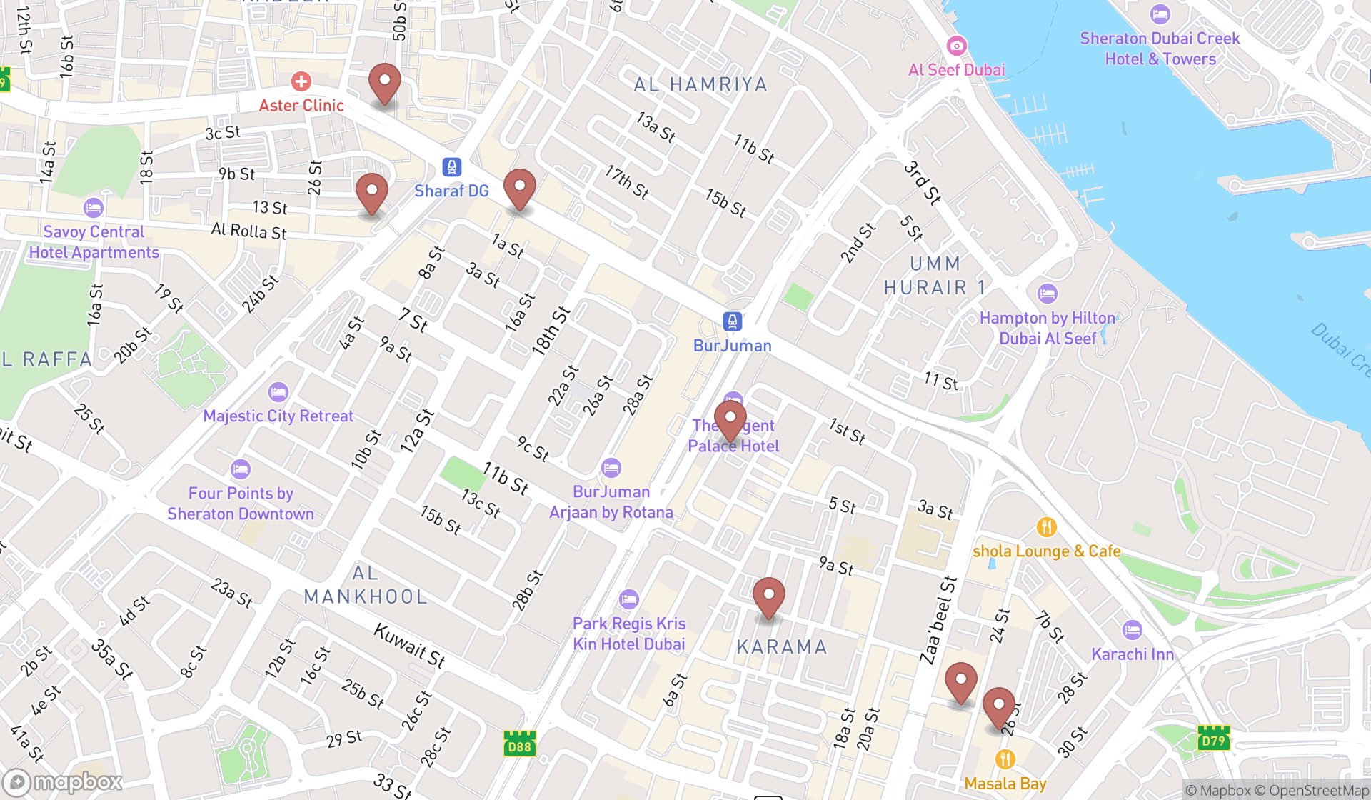 Map showing the ranked marathi restaurants in Dubai, Dubai