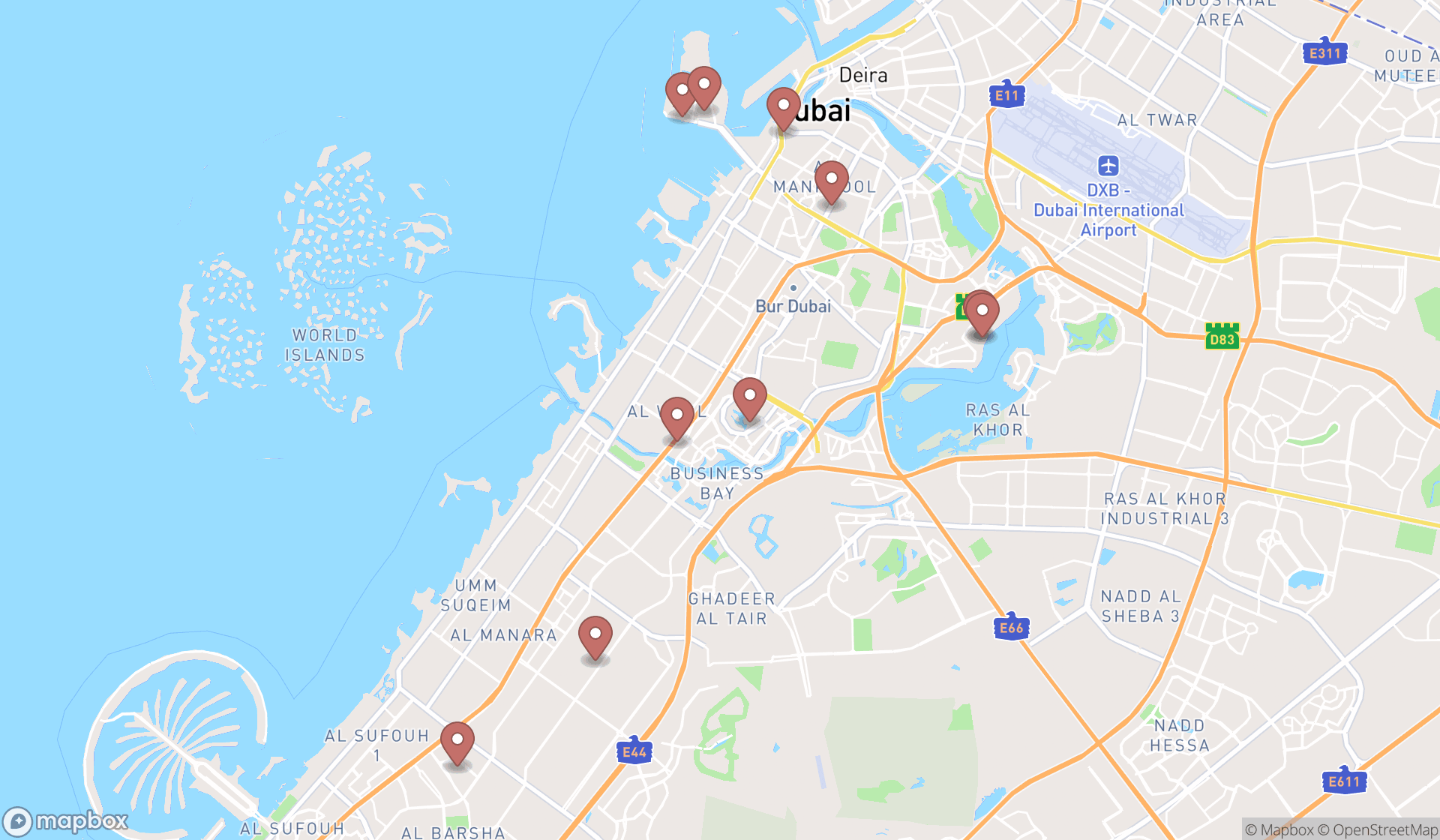 Map showing the ranked marine engineers in Dubai, Dubai