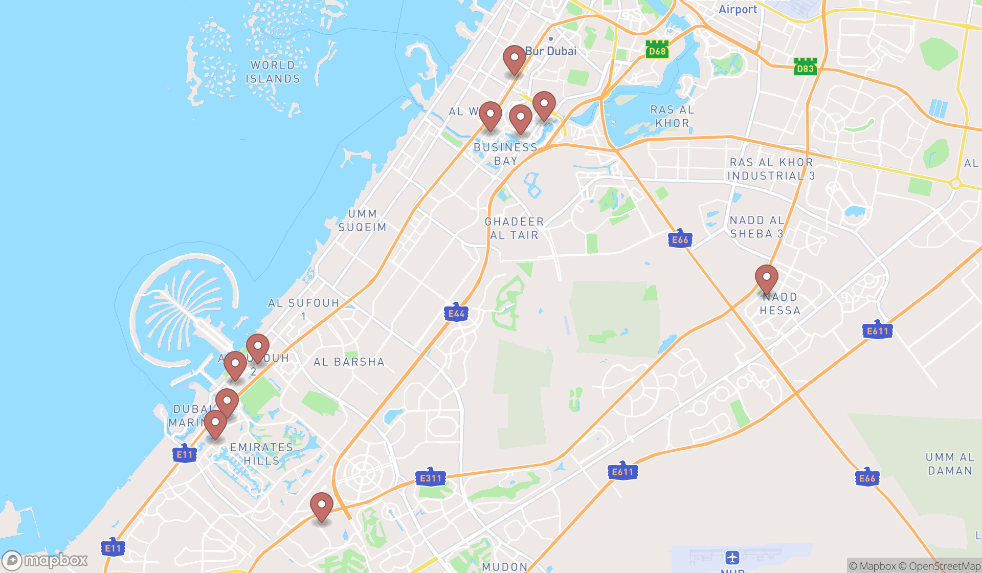 Map showing the ranked market researchers in Dubai, Dubai