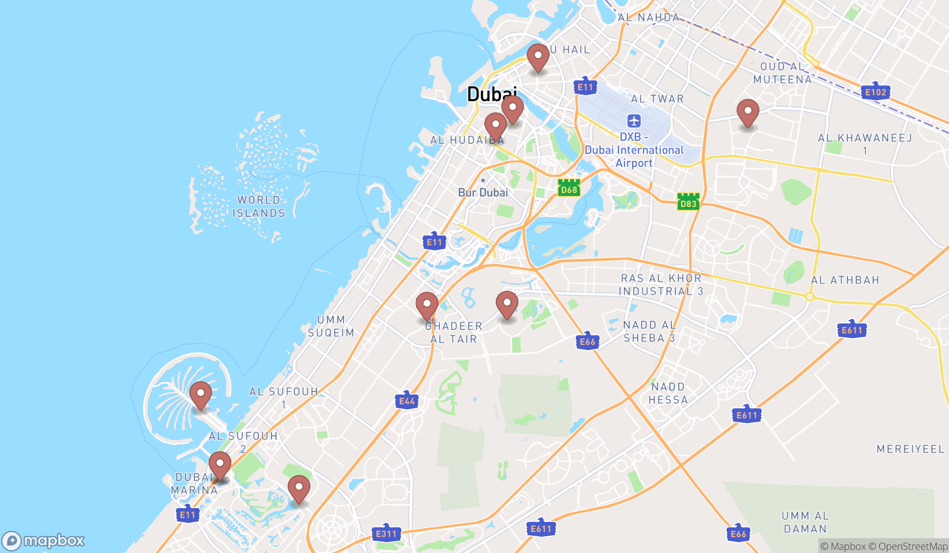 Map showing the ranked marriage or relationship counselors in Dubai, Dubai