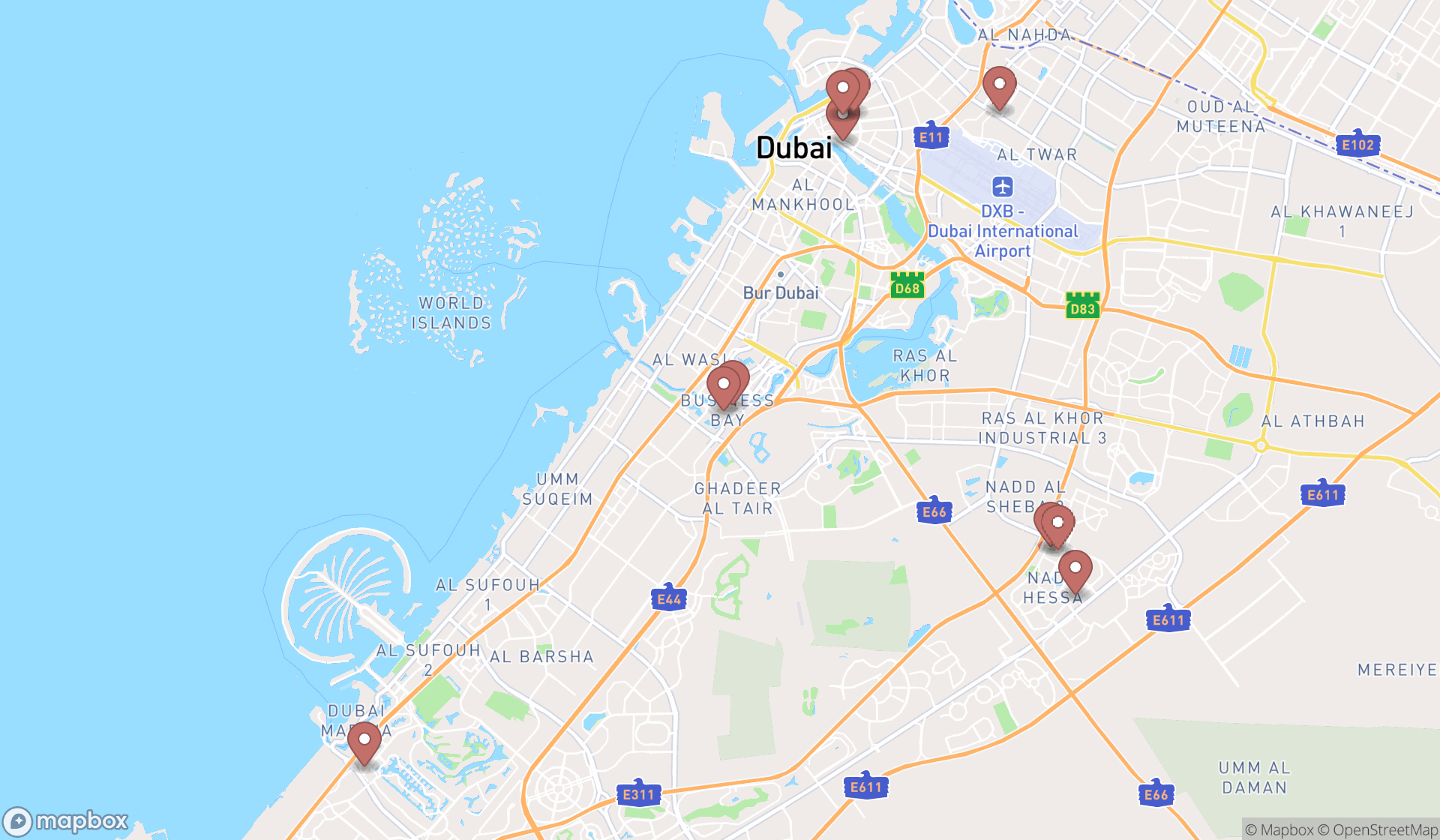 Map showing the ranked measuring instruments suppliers in Dubai, Dubai