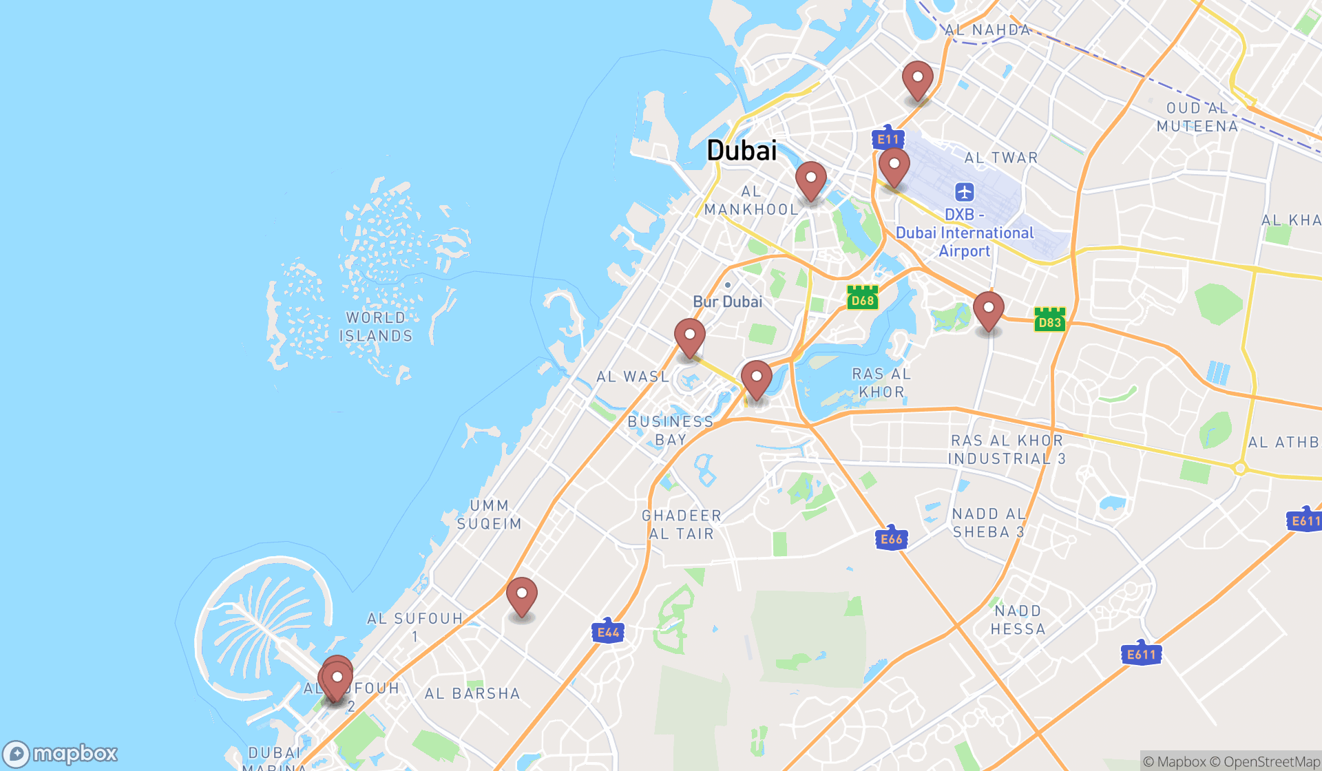 Map showing the ranked media companies in Dubai, Dubai