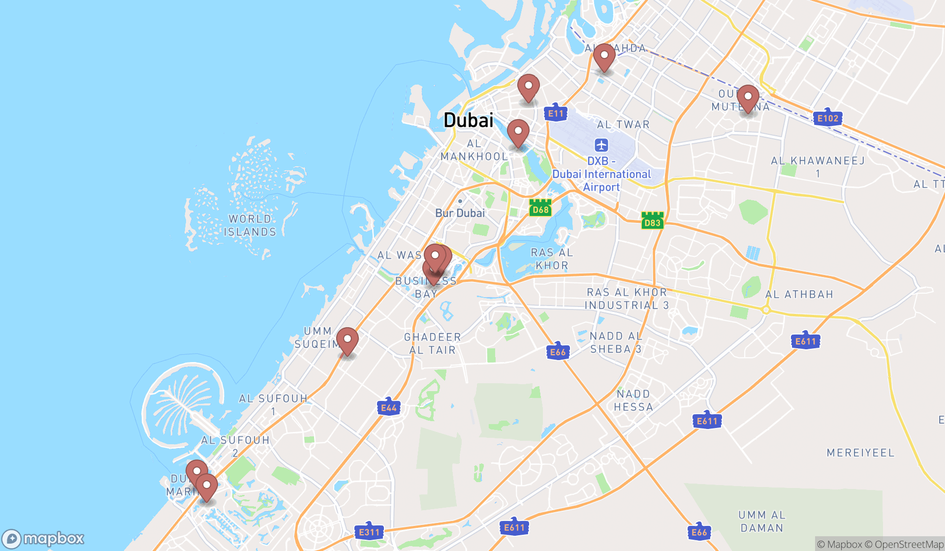 Map showing the ranked mediation services in Dubai, Dubai
