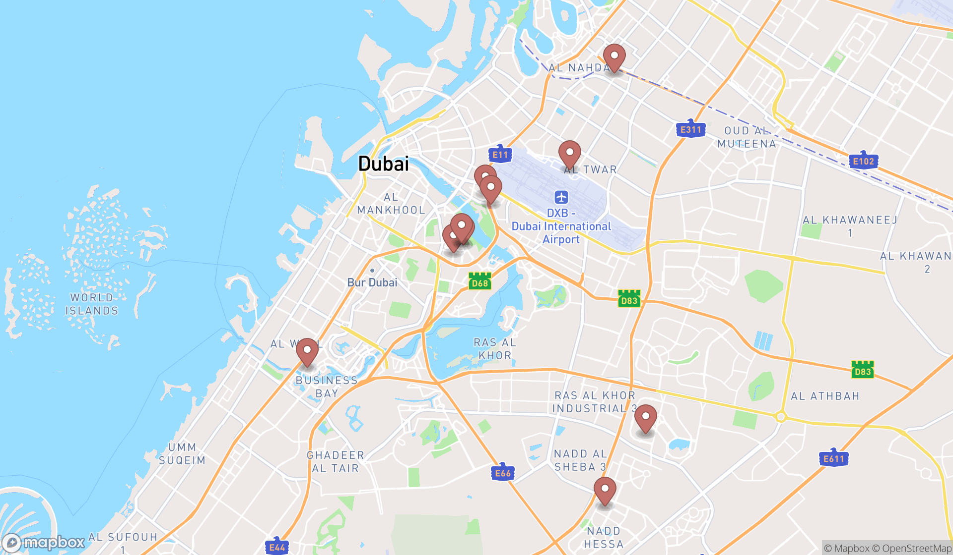Map showing the ranked medical equipment manufacturers in Dubai, Dubai