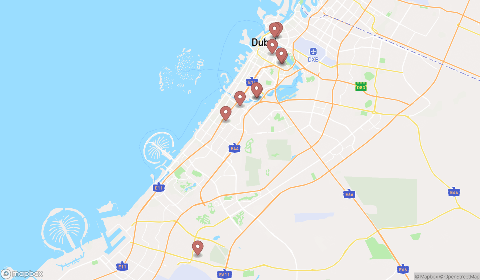 Map showing the ranked medical equipment suppliers in Dubai, Dubai