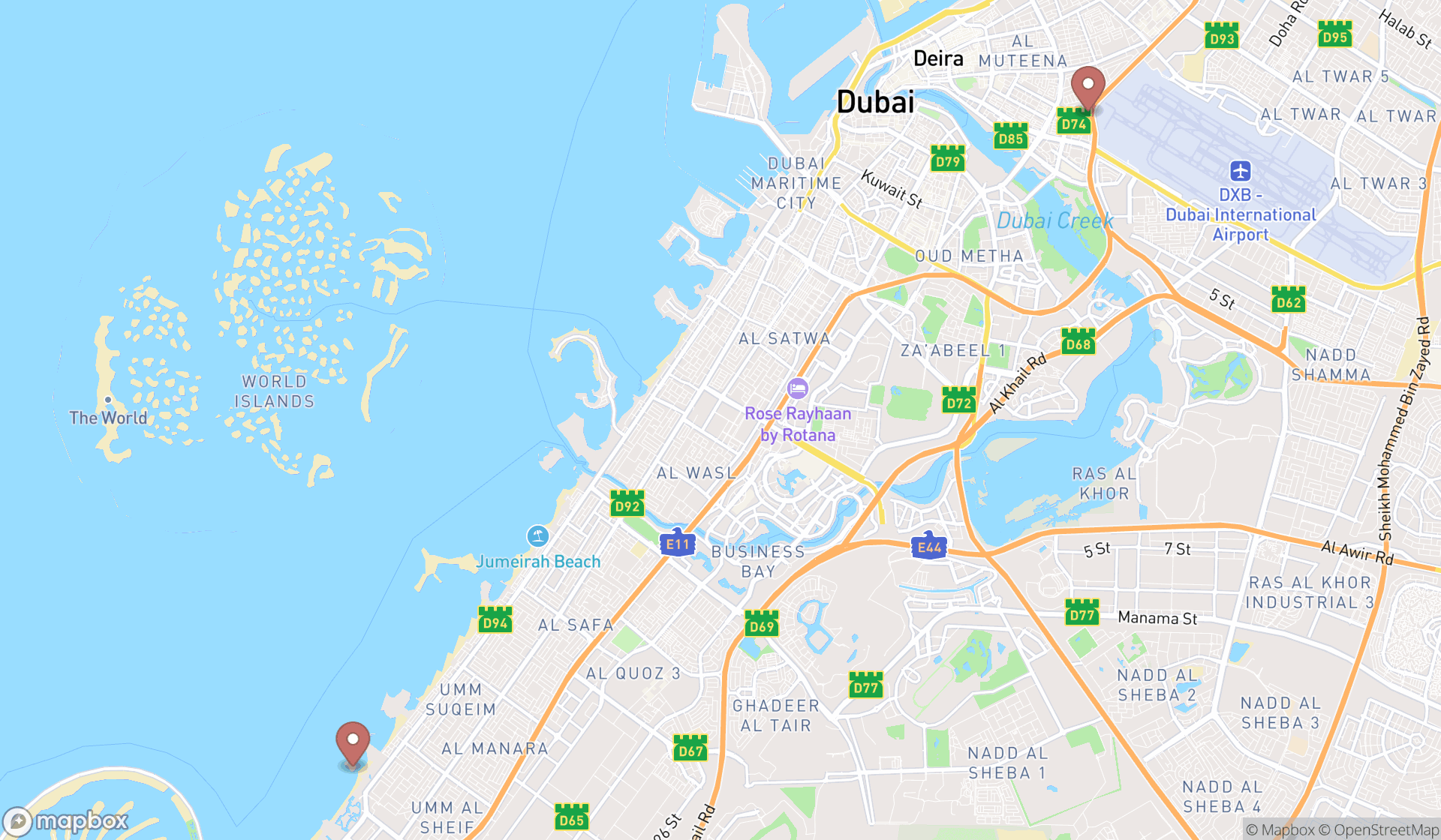 Map showing the ranked memorial parks in Dubai, Dubai