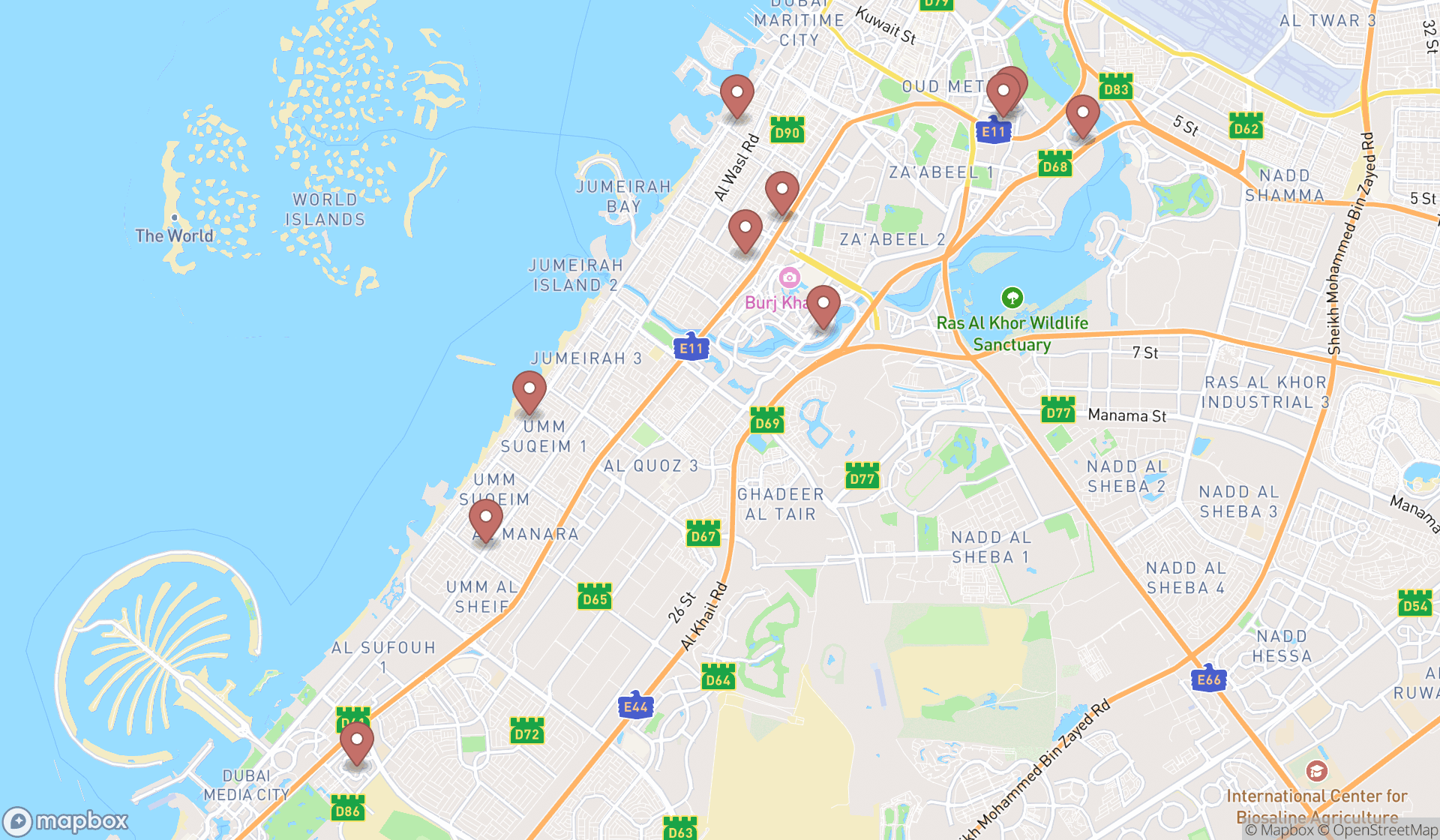 Map showing the ranked mental health services in Dubai, Dubai