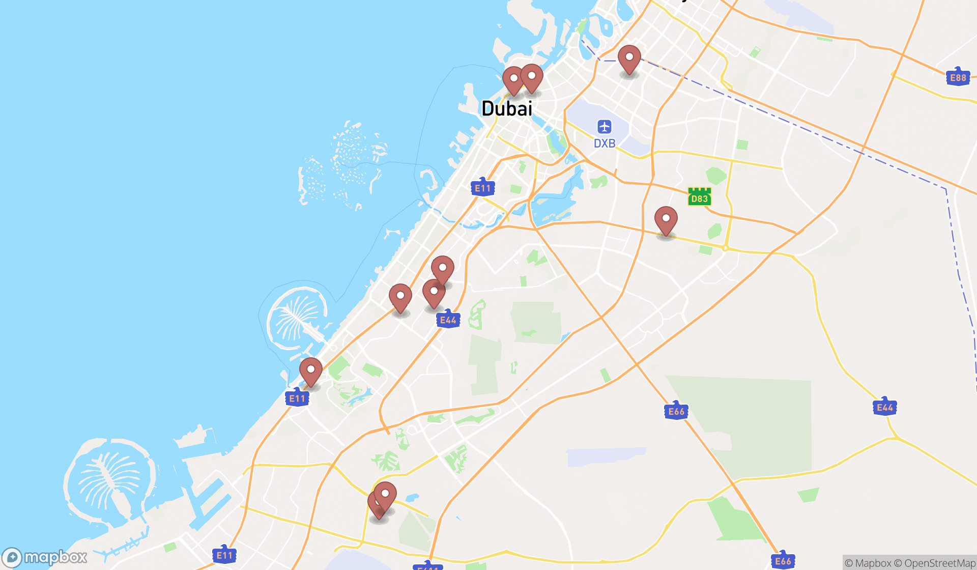Map showing the ranked metal industry suppliers in Dubai, Dubai