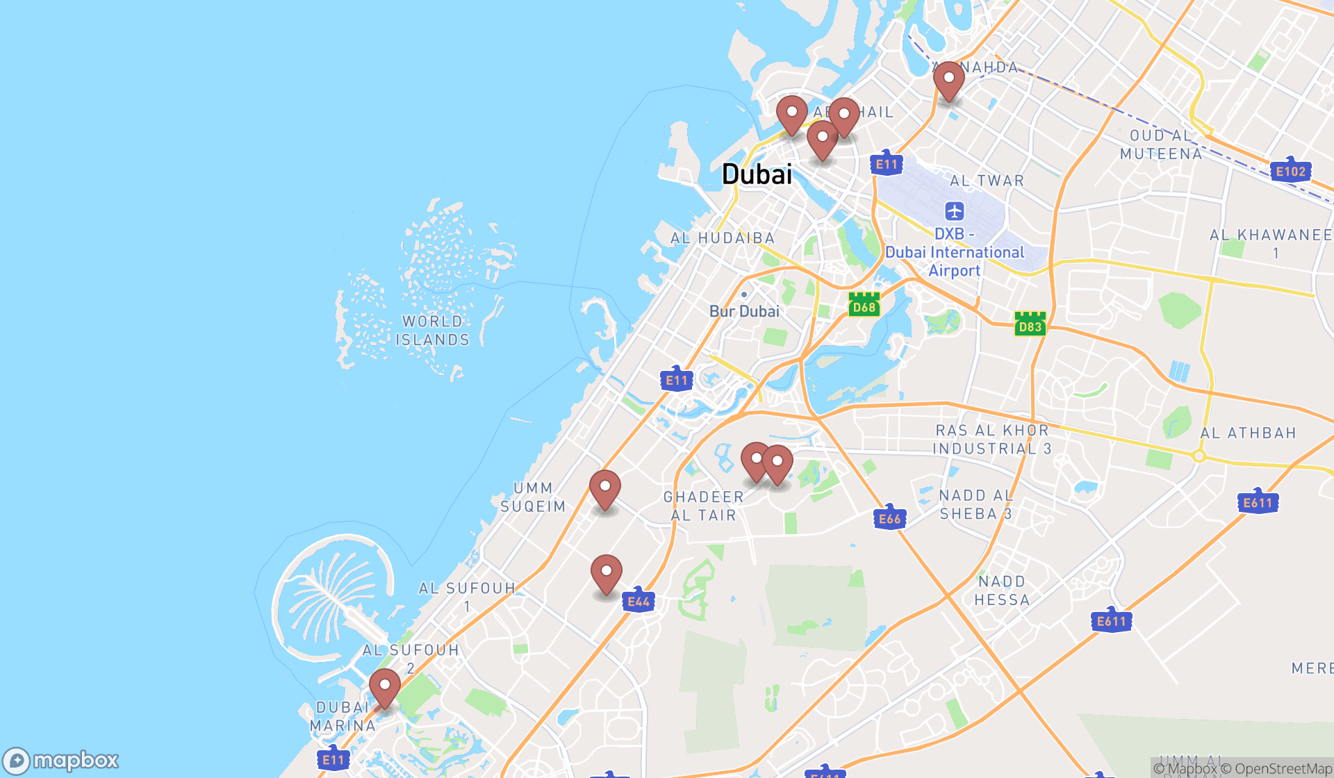 Map showing the ranked metal services in Dubai, Dubai