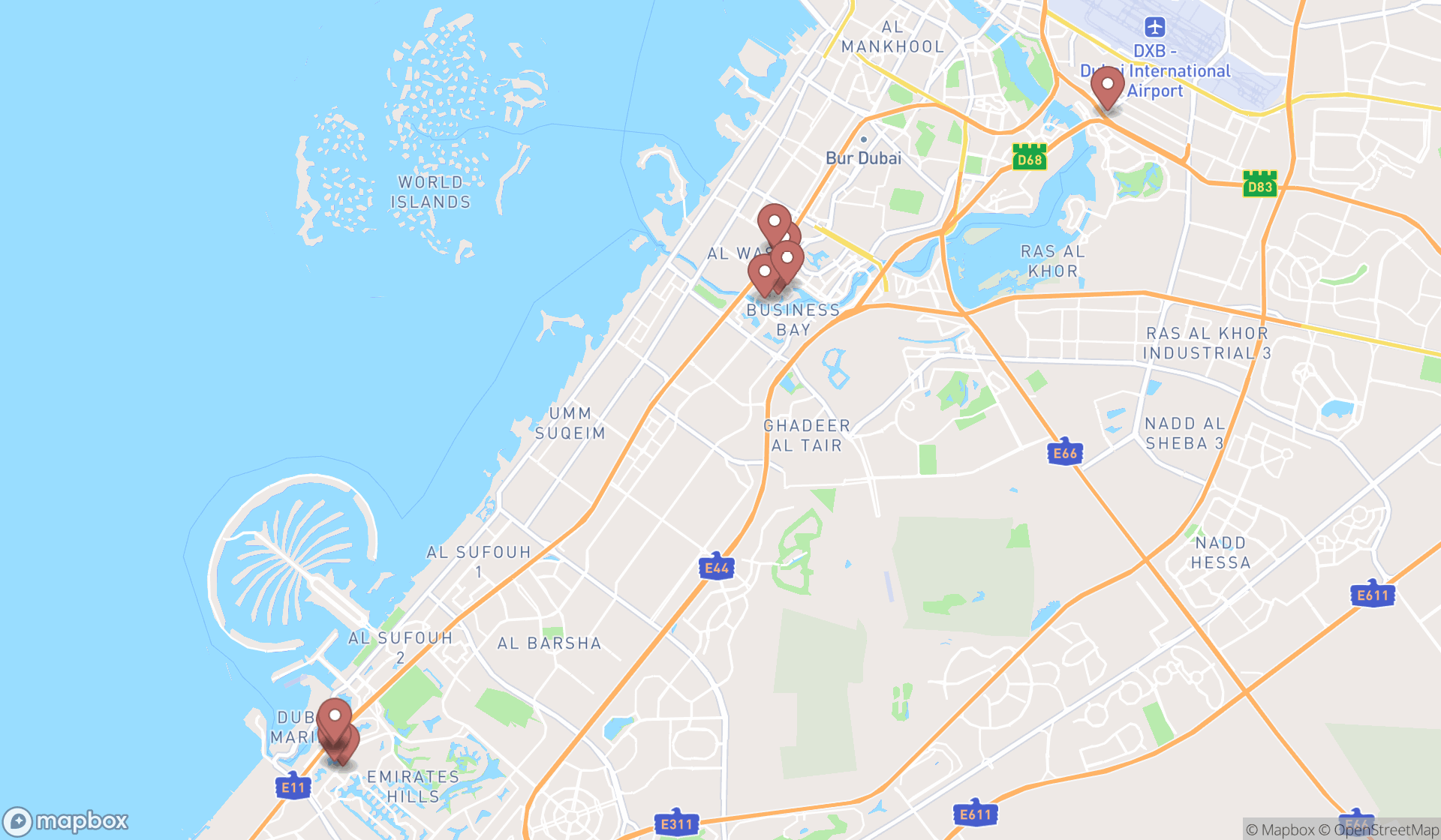 Map showing the ranked mining companies in Dubai, Dubai