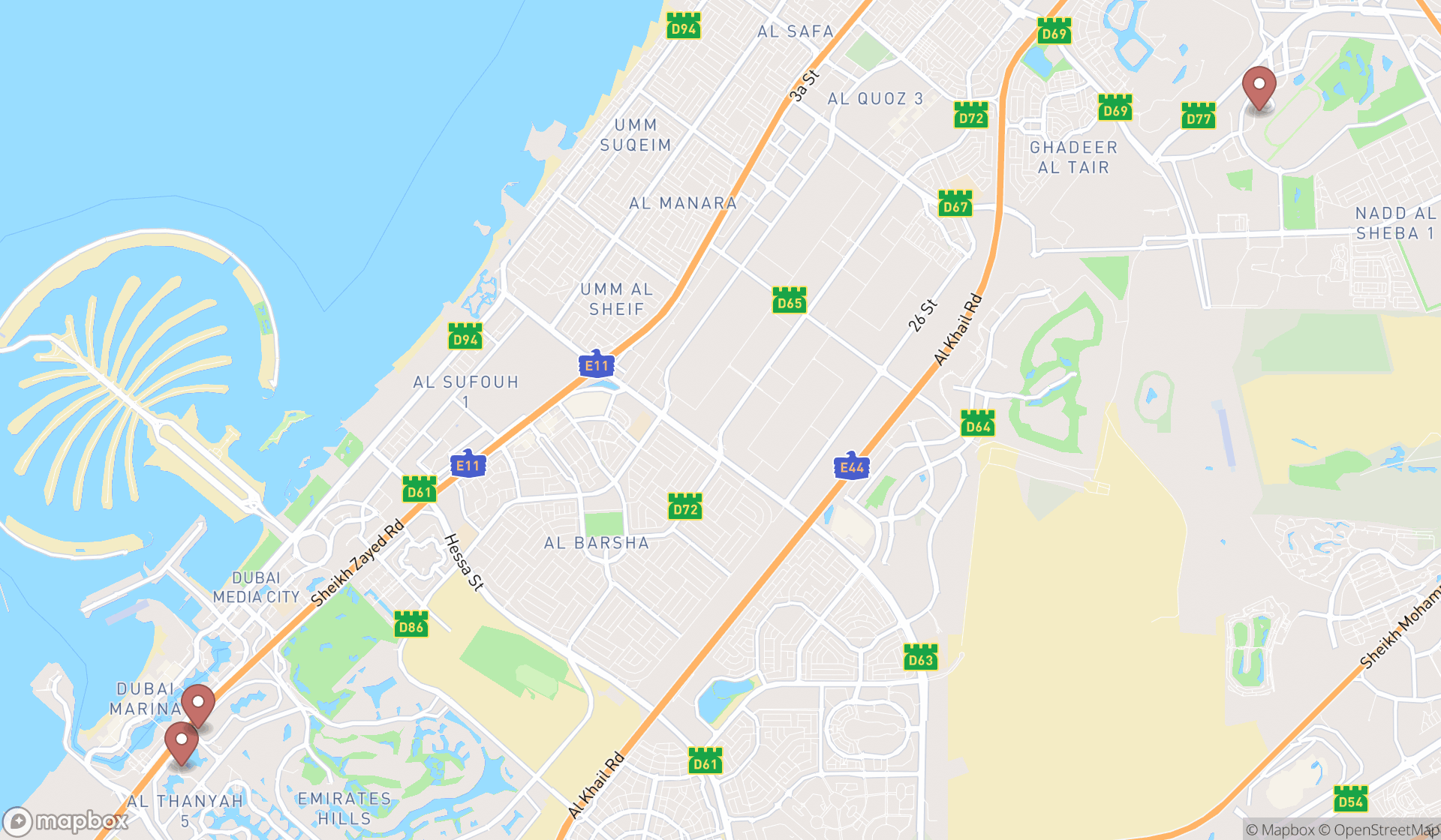 Map showing the ranked mining consultants in Dubai, Dubai