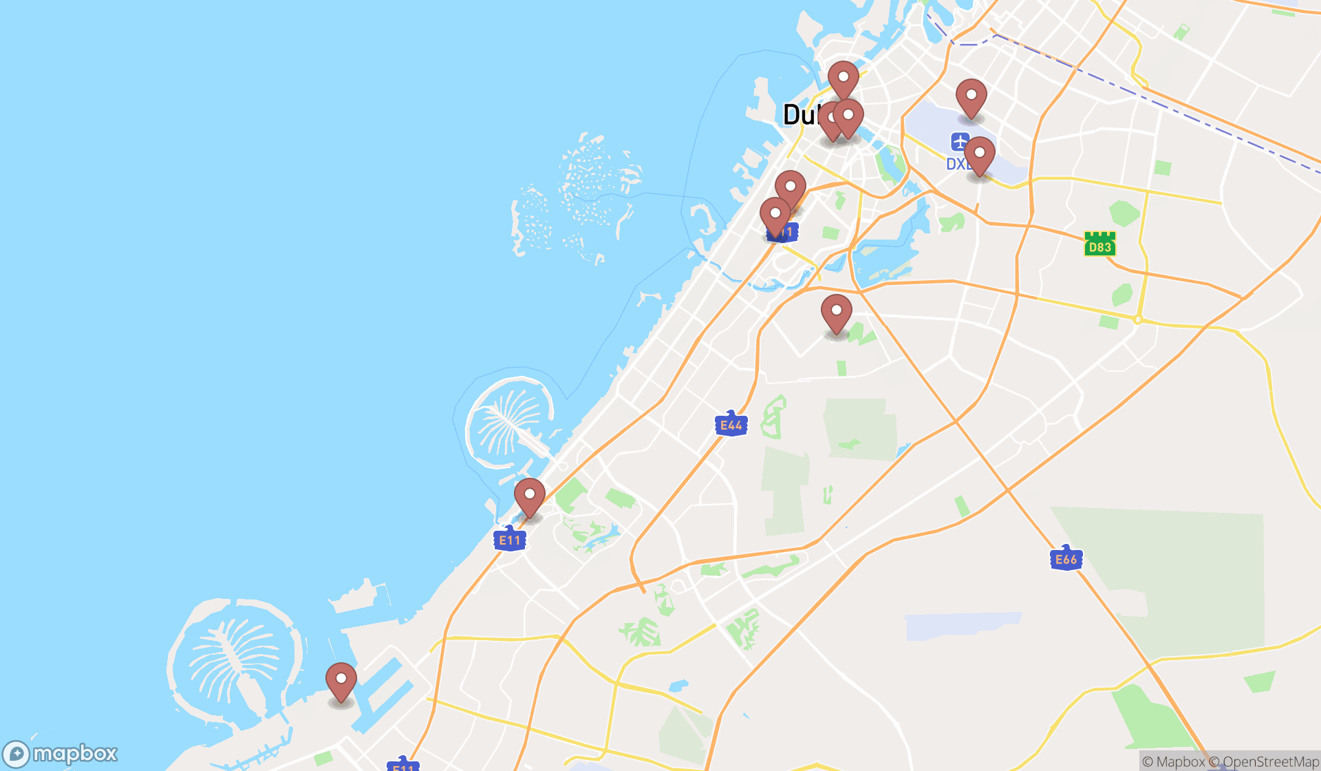 Map showing the ranked mining equipments in Dubai, Dubai