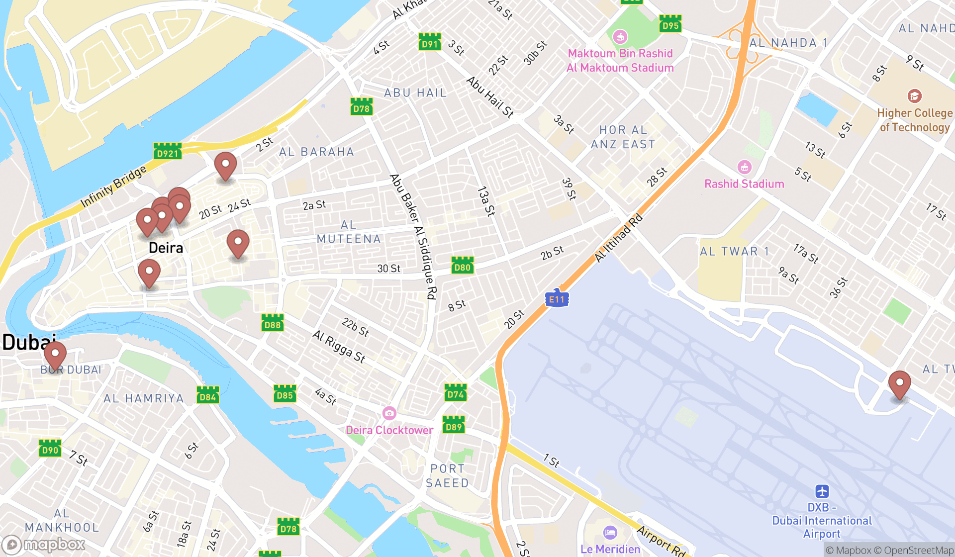 Map showing the ranked mobile home dealers in Dubai, Dubai