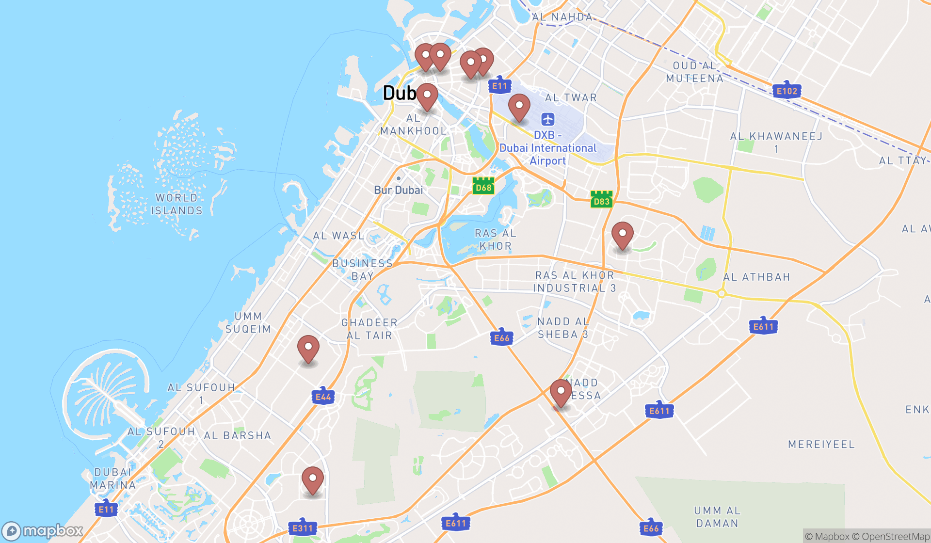 Map showing the ranked mobile network operators in Dubai, Dubai