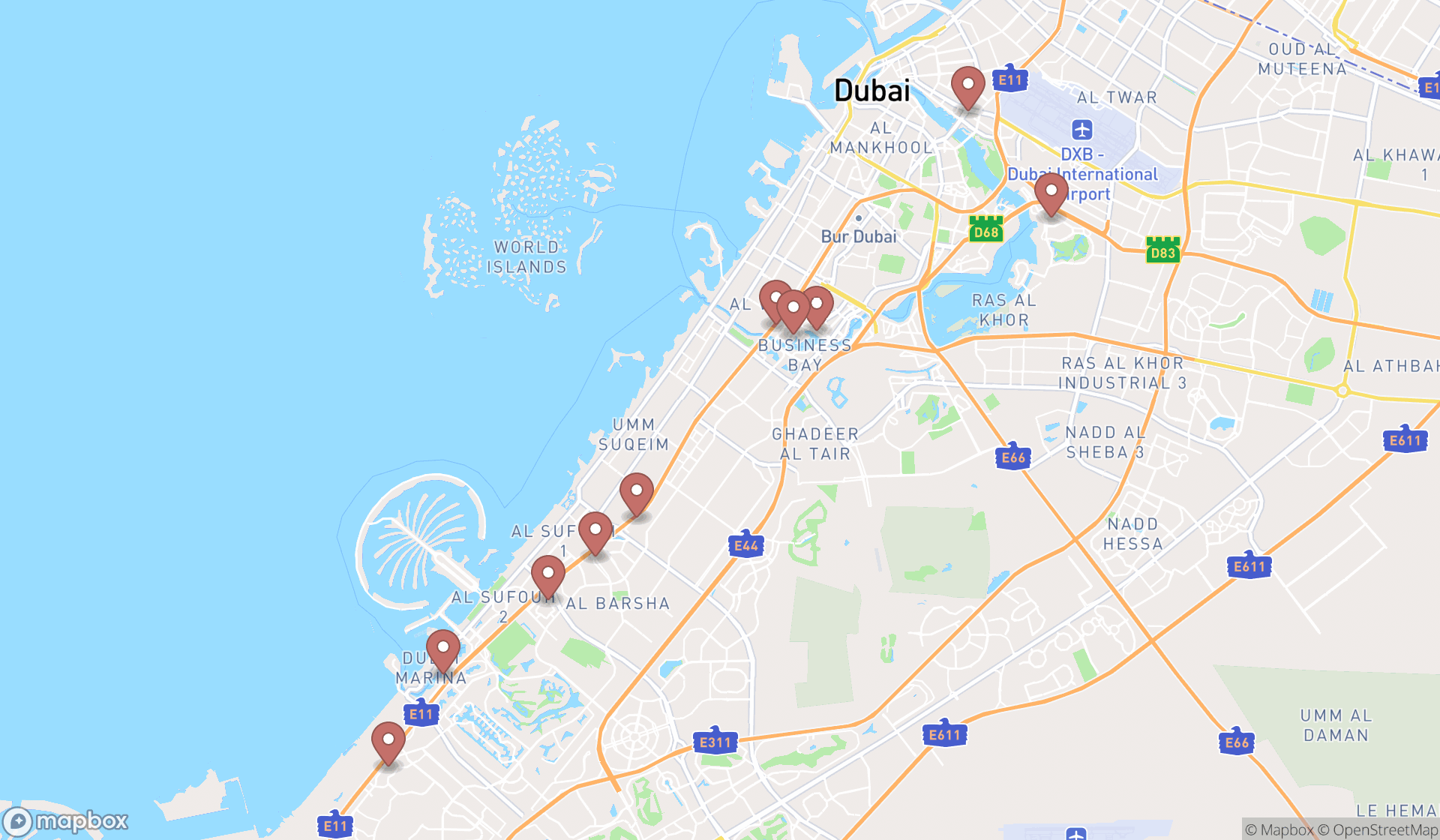 Map showing the ranked mortgage lenders in Dubai, Dubai