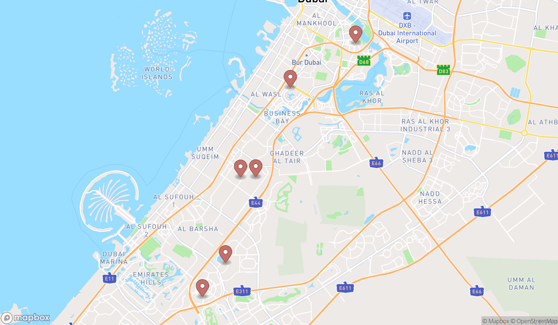 Map showing the ranked movers in Dubai, Dubai