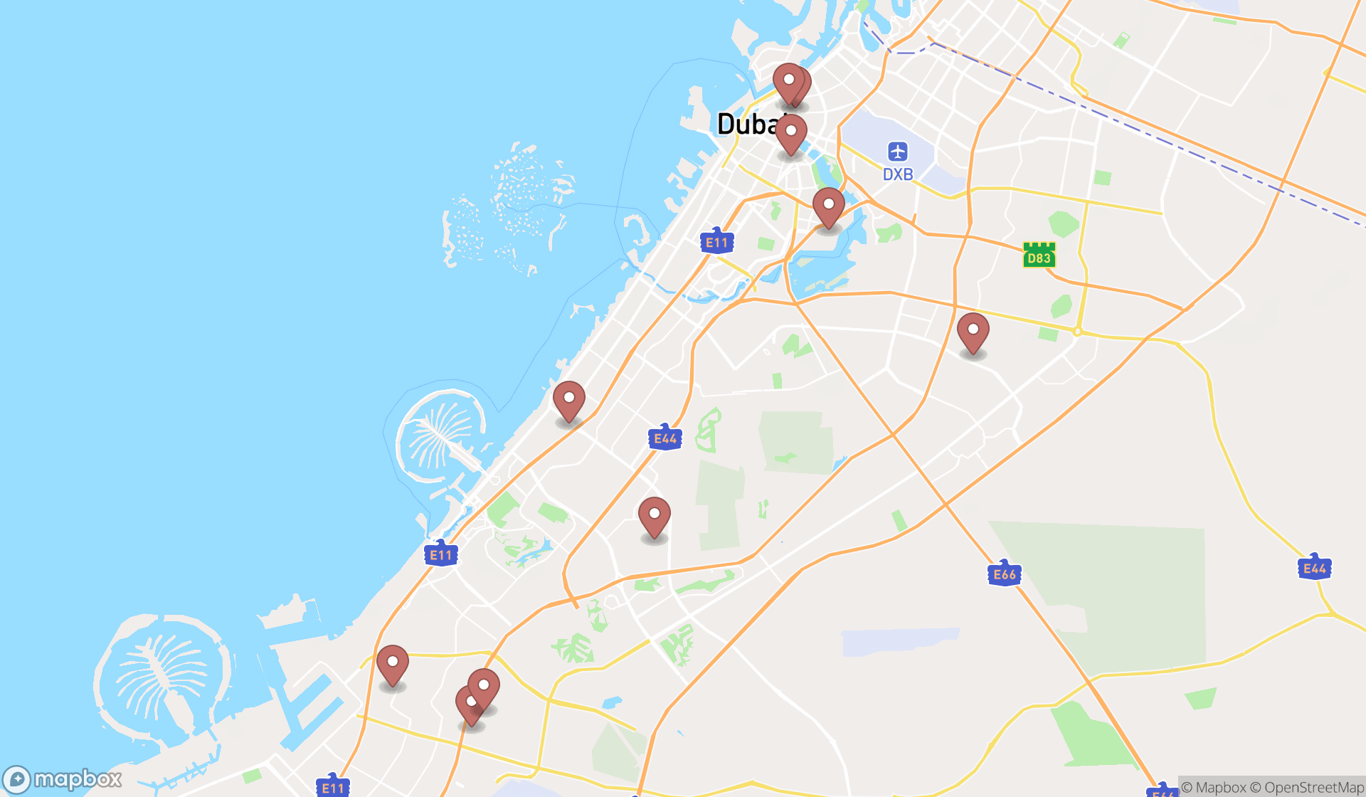 Map showing the ranked natural goods stores in Dubai, Dubai