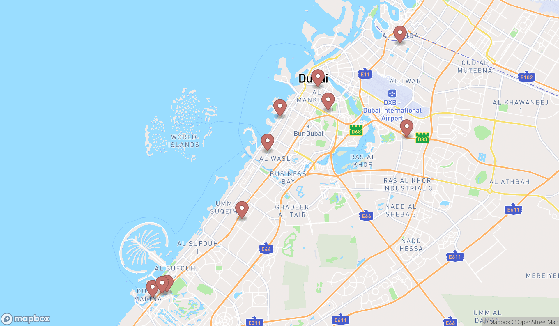 Map showing the ranked naturopathic practitioners in Dubai, Dubai