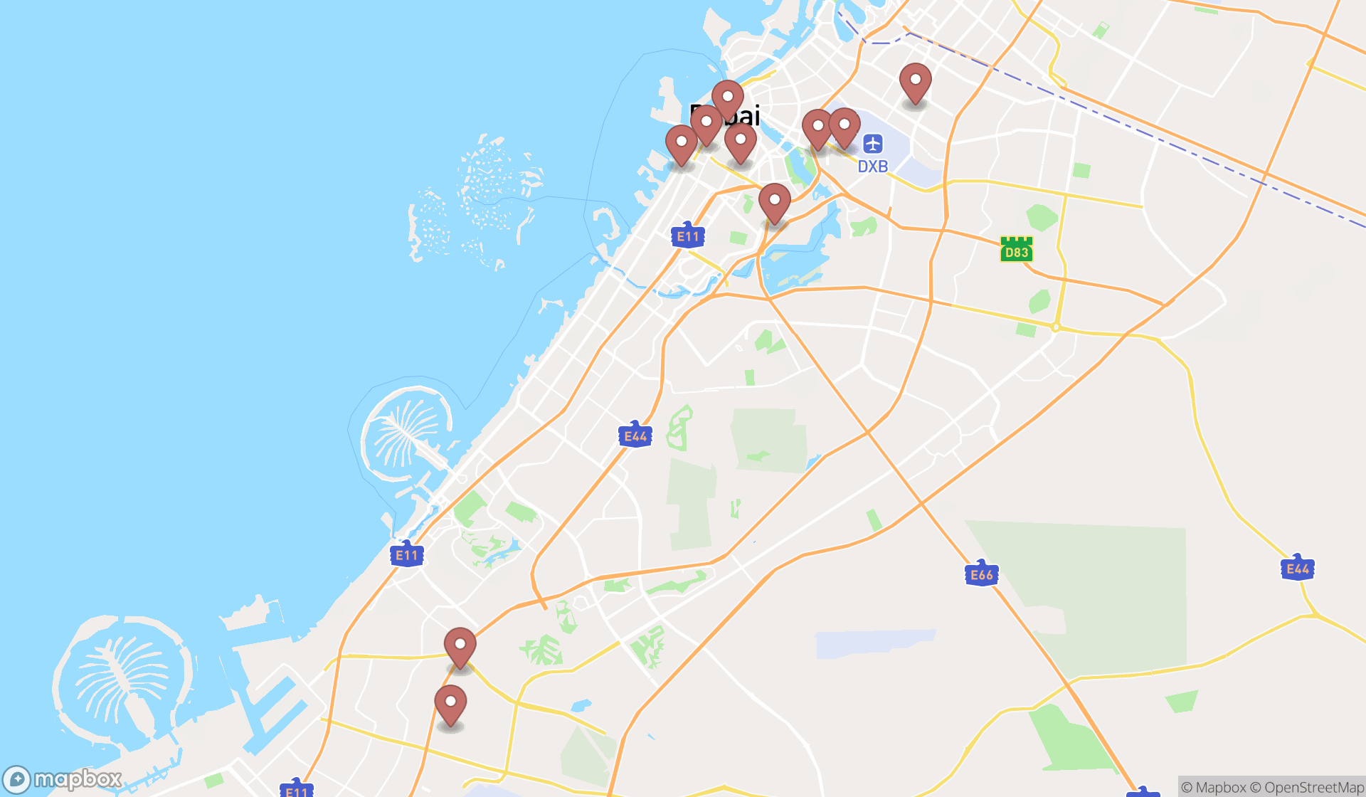 Map showing the ranked nephrologists in Dubai, Dubai