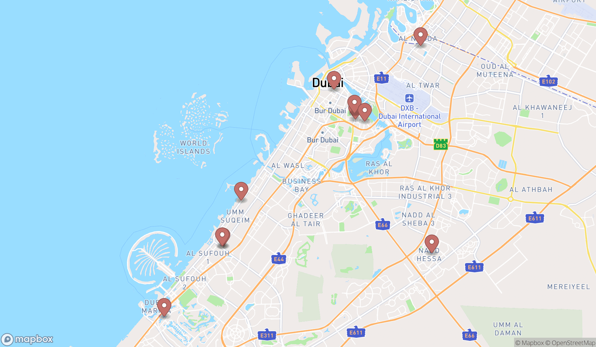 Map showing the ranked neurologists in Dubai, Dubai
