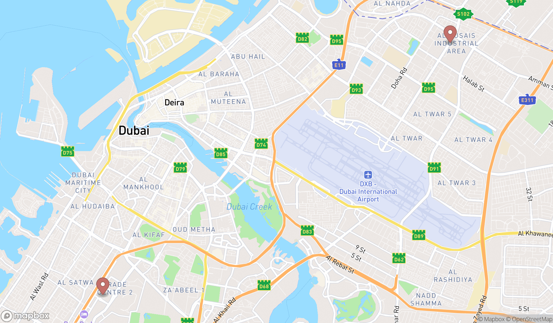 Map showing the ranked north african restaurants in Dubai, Dubai