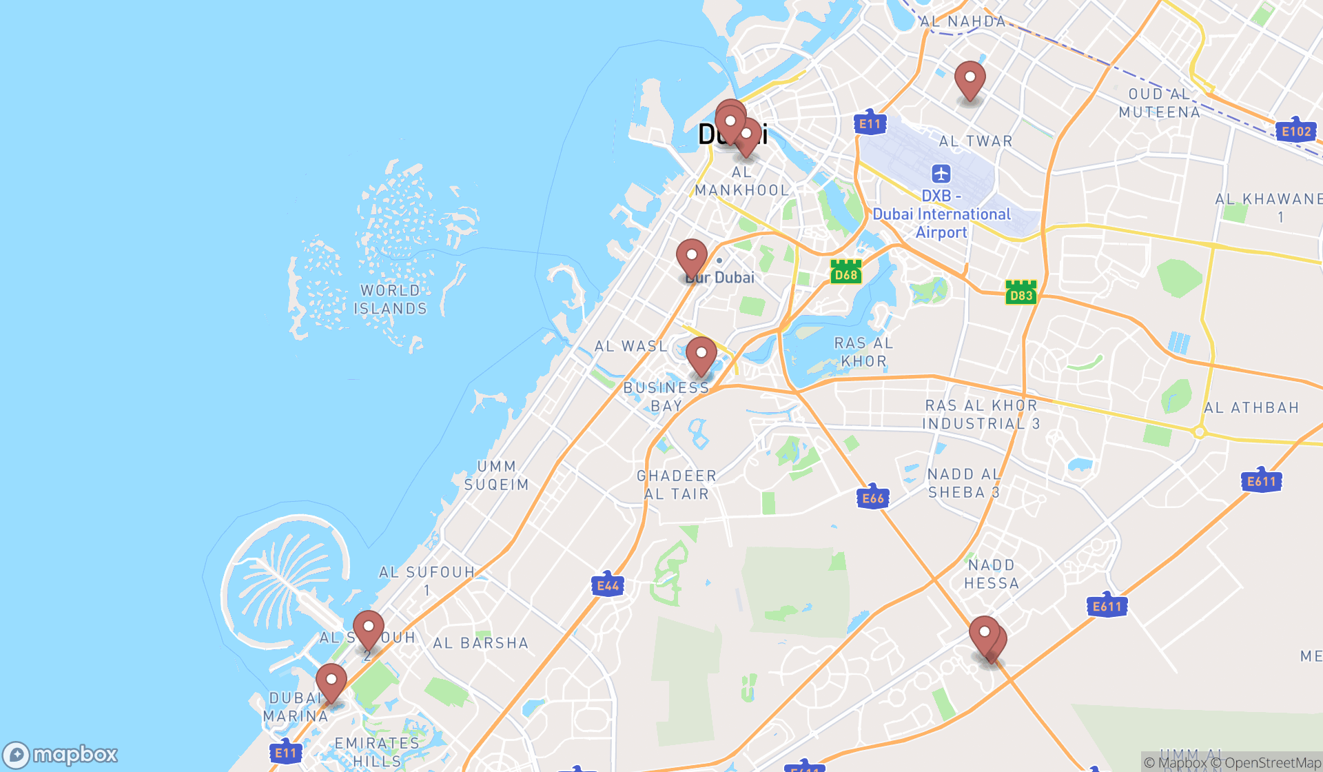 Map showing the ranked numerologists in Dubai, Dubai