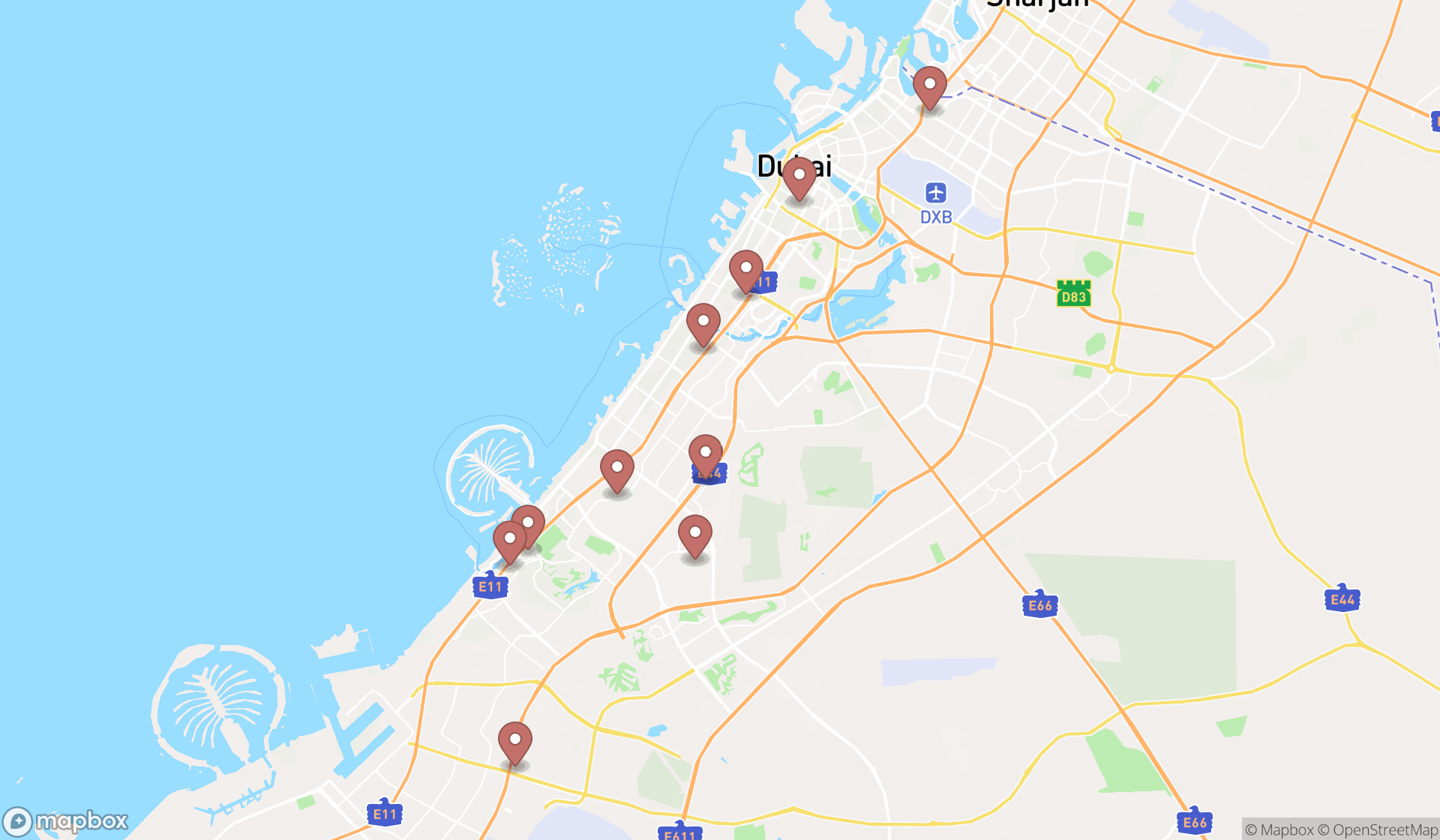 Map showing the ranked nutritionists in Dubai, Dubai