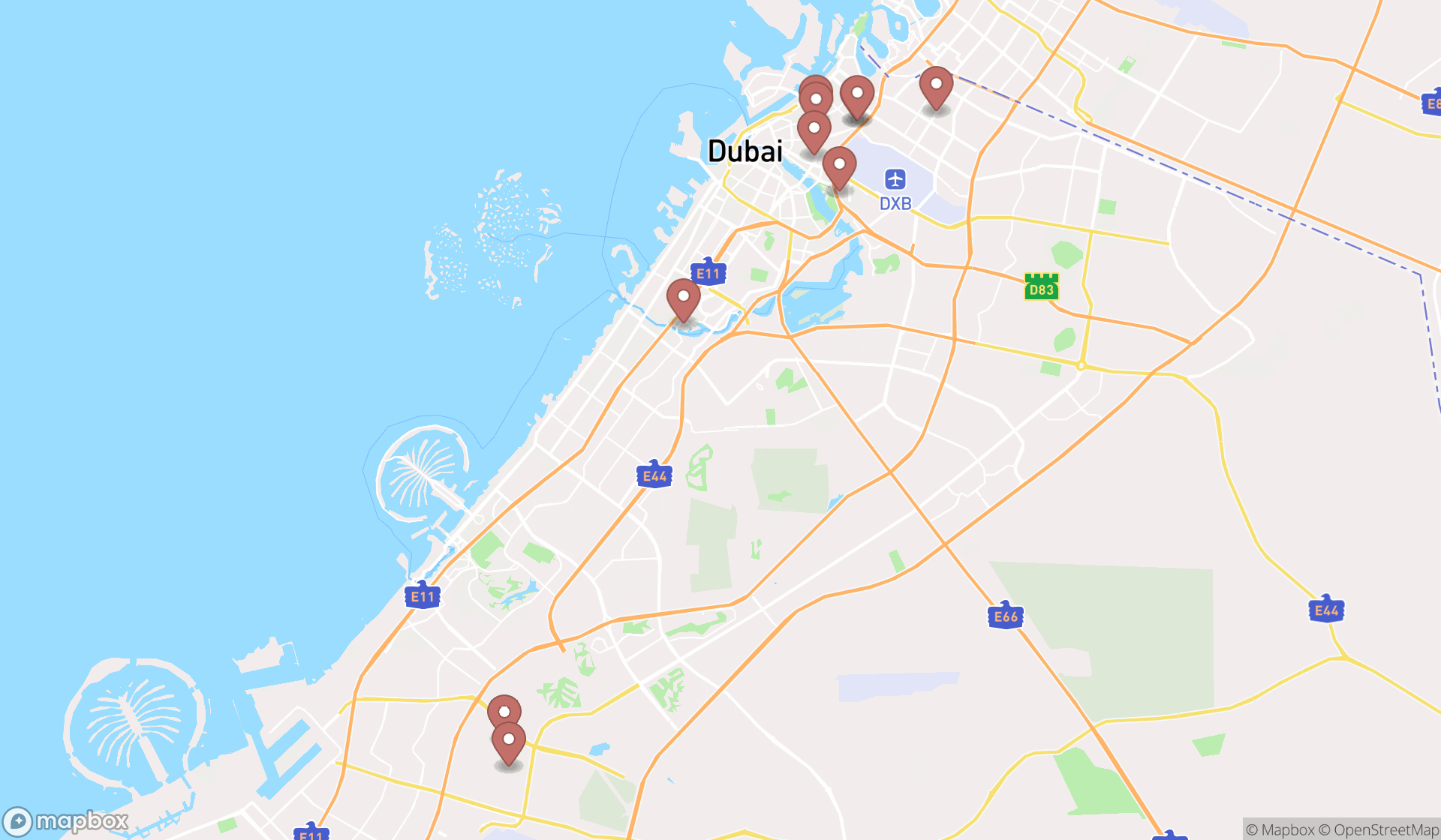 Map showing the ranked occupational safety and healths in Dubai, Dubai