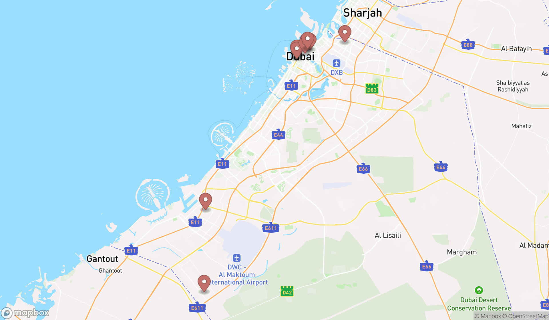 Map showing the ranked office accessories wholesalers in Dubai, Dubai