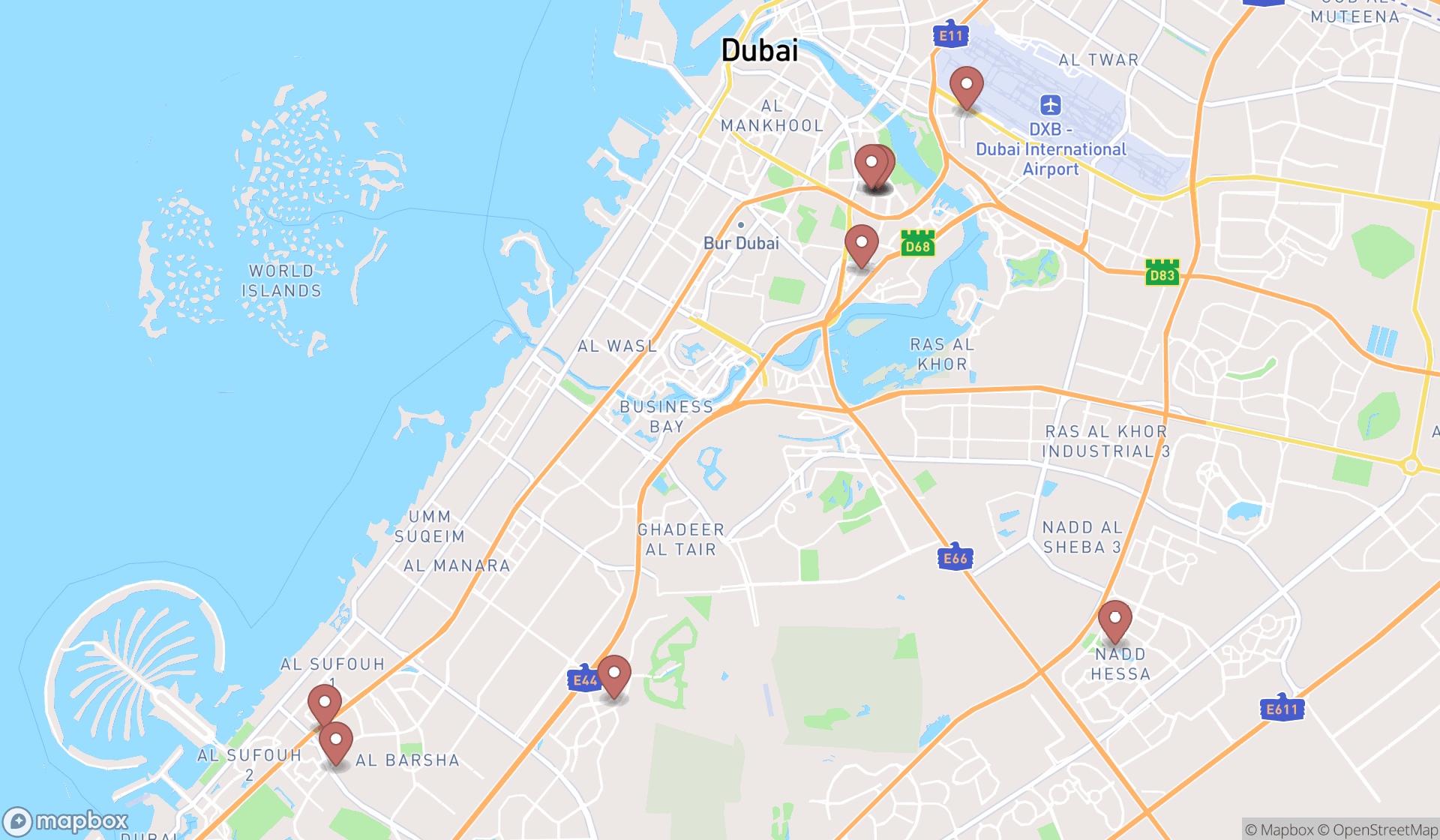 Map showing the ranked oncologists in Dubai, Dubai