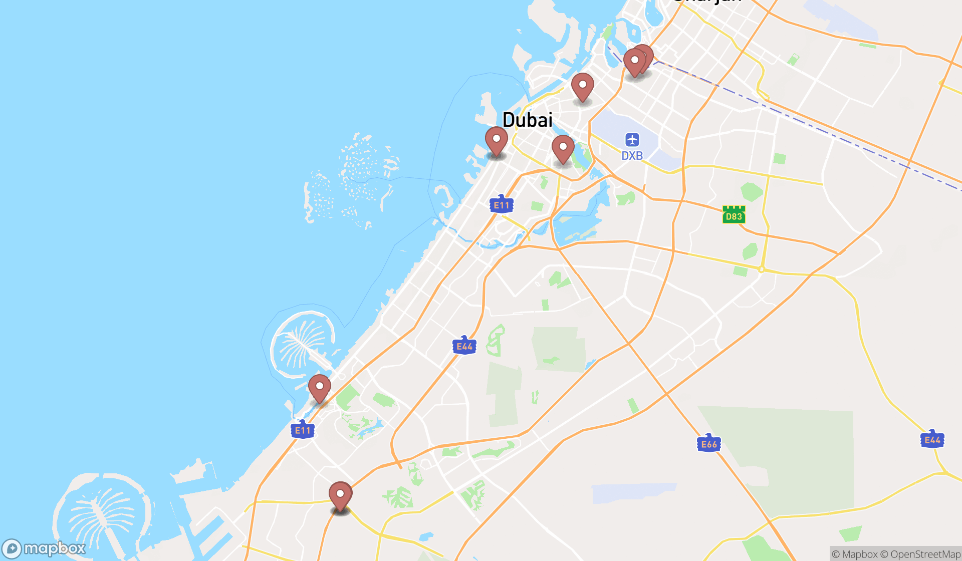 Map showing the ranked ophthalmologists in Dubai, Dubai