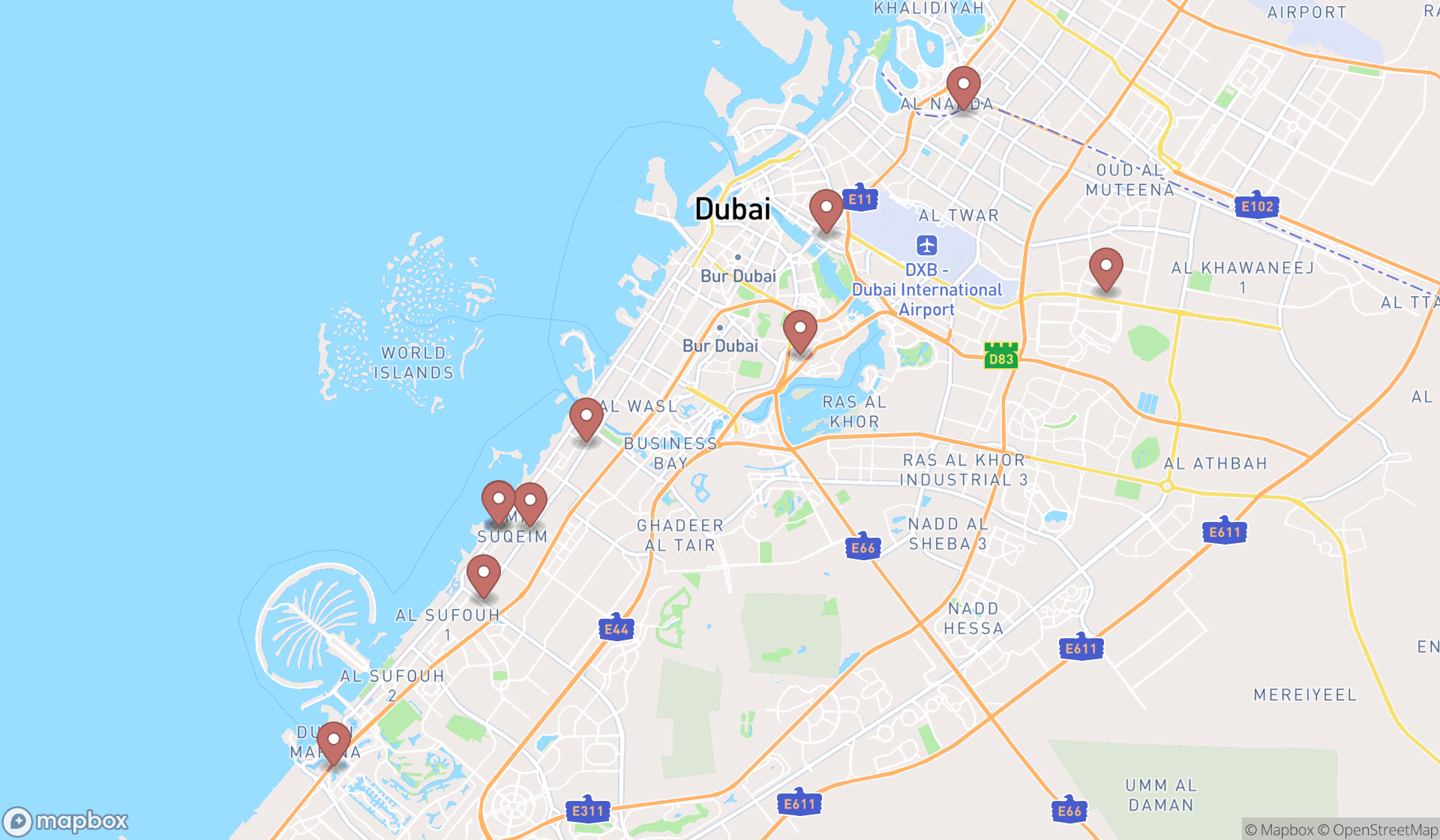 Map showing the ranked oral and maxillofacial surgeons in Dubai, Dubai