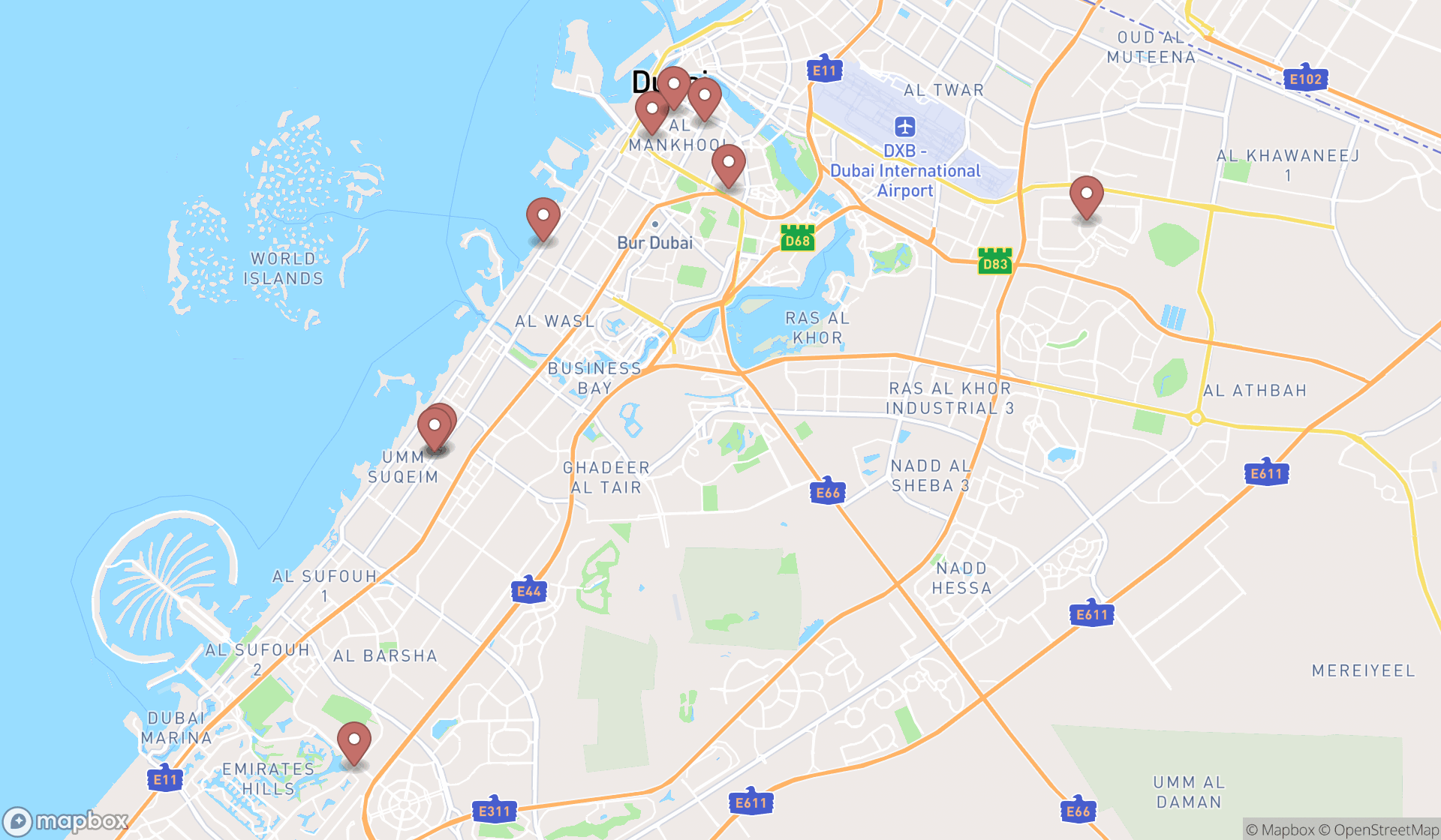 Map showing the ranked oral surgeons in Dubai, Dubai