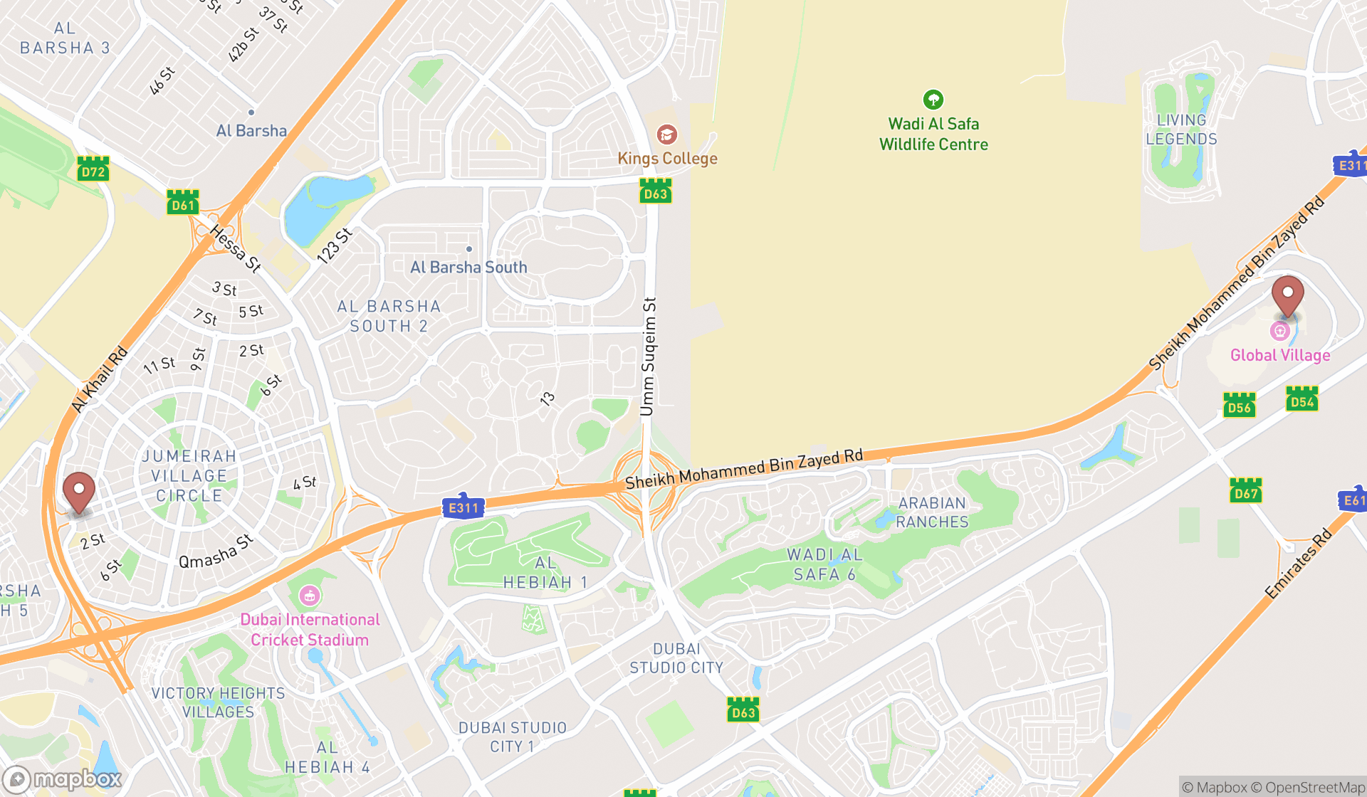 Map showing the ranked oriental medicine stores in Dubai, Dubai