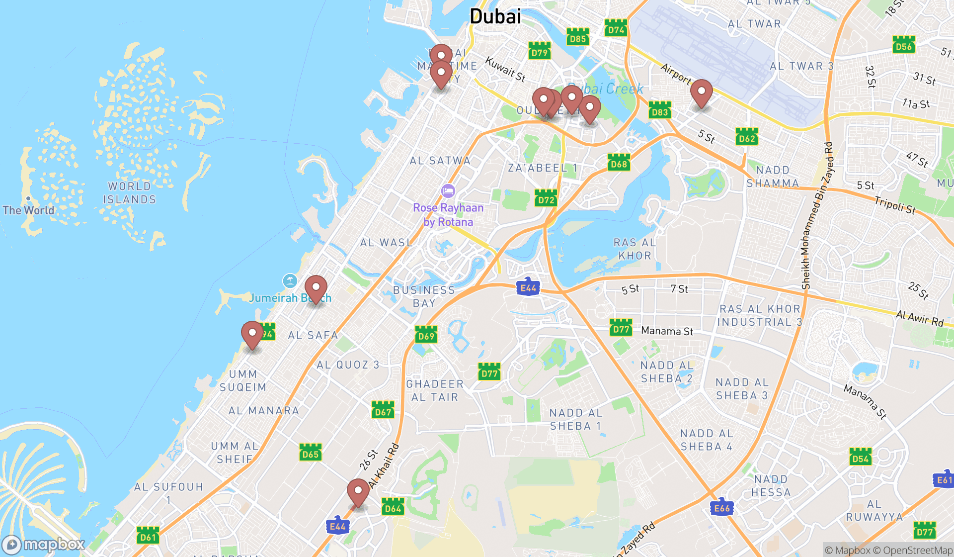 Map showing the ranked orthotics & prosthetics services in Dubai, Dubai