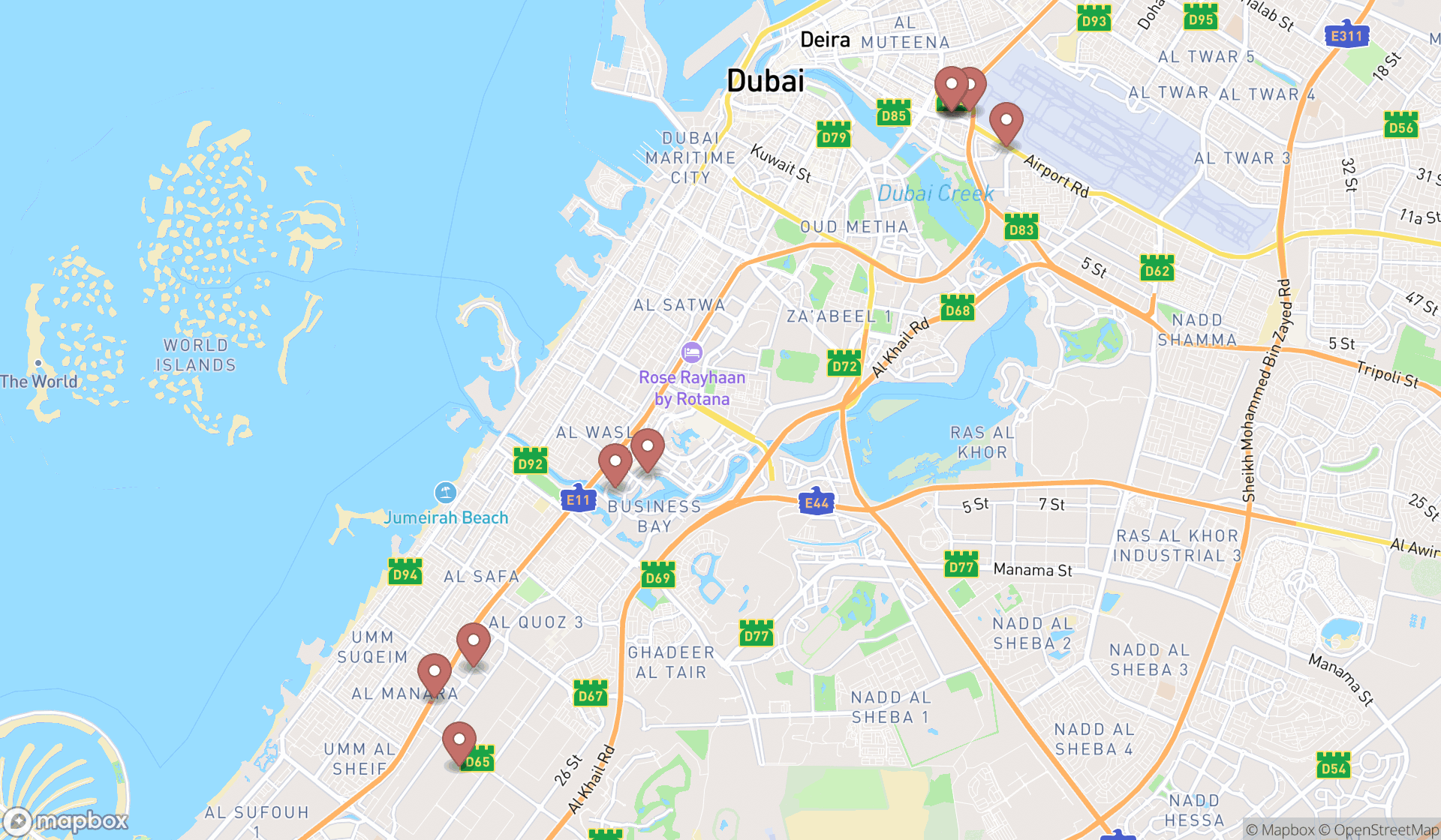 Map showing the ranked oxygen equipment suppliers in Dubai, Dubai