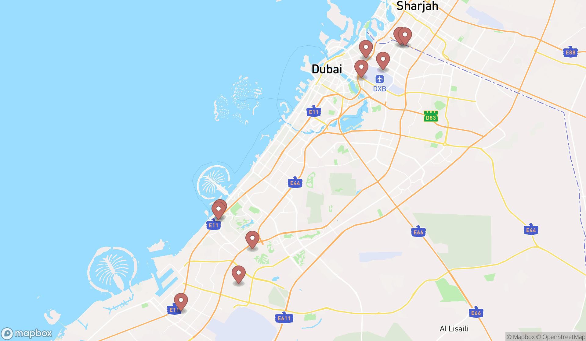 Map showing the ranked paper exporters in Dubai, Dubai
