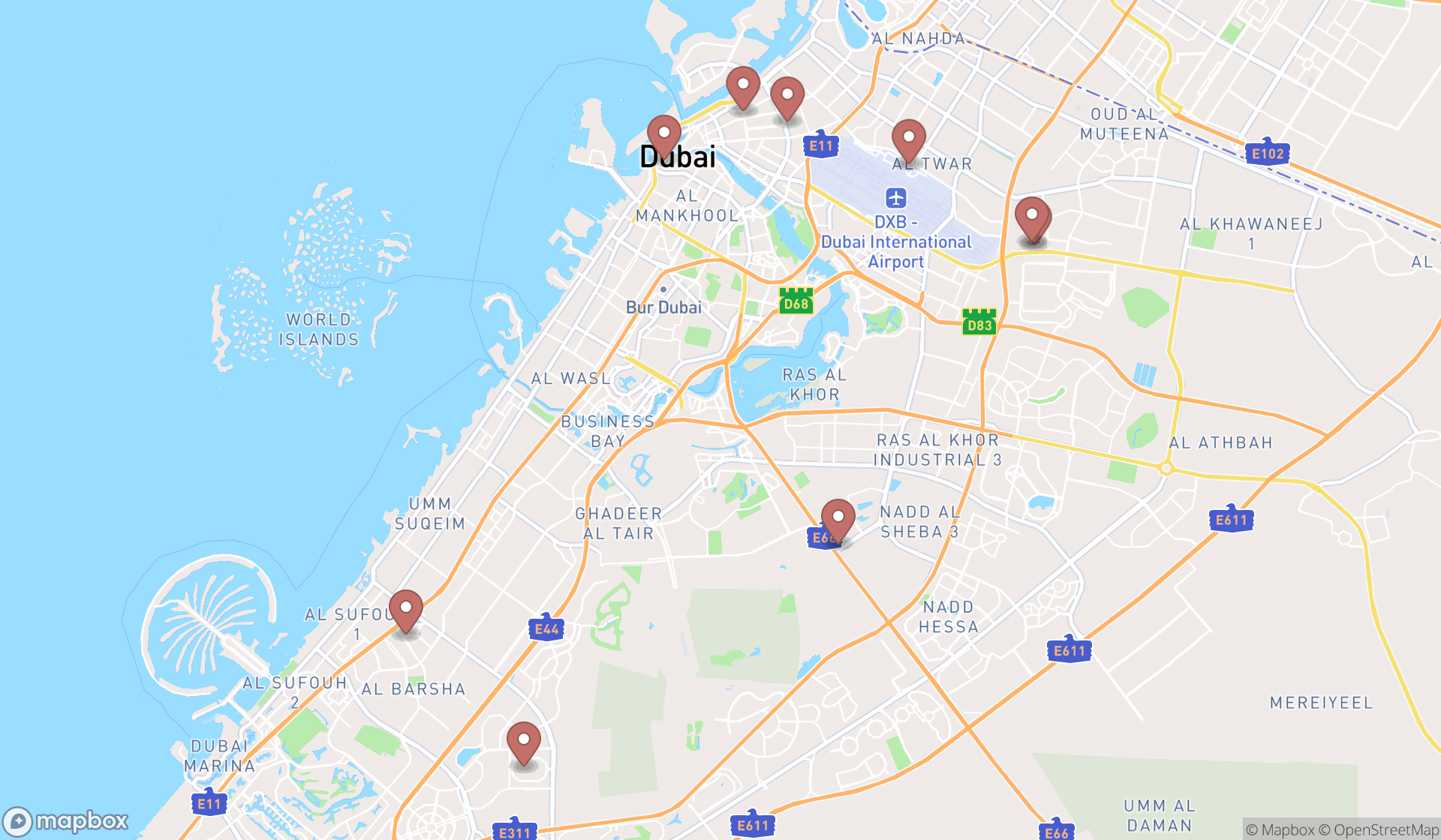 Map showing the ranked parapharmacies in Dubai, Dubai