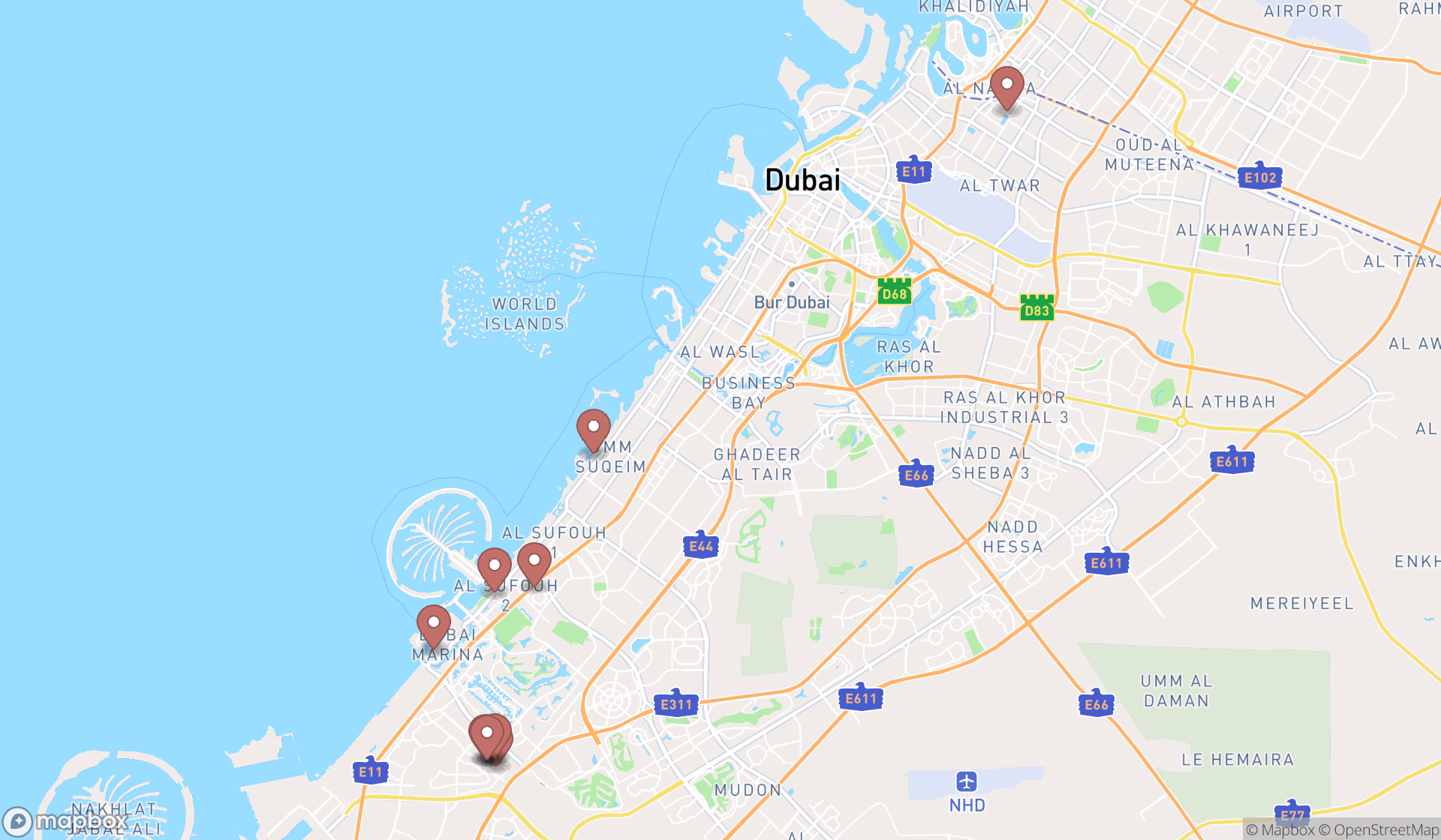 Map showing the ranked parking lot for bicycles in Dubai, Dubai