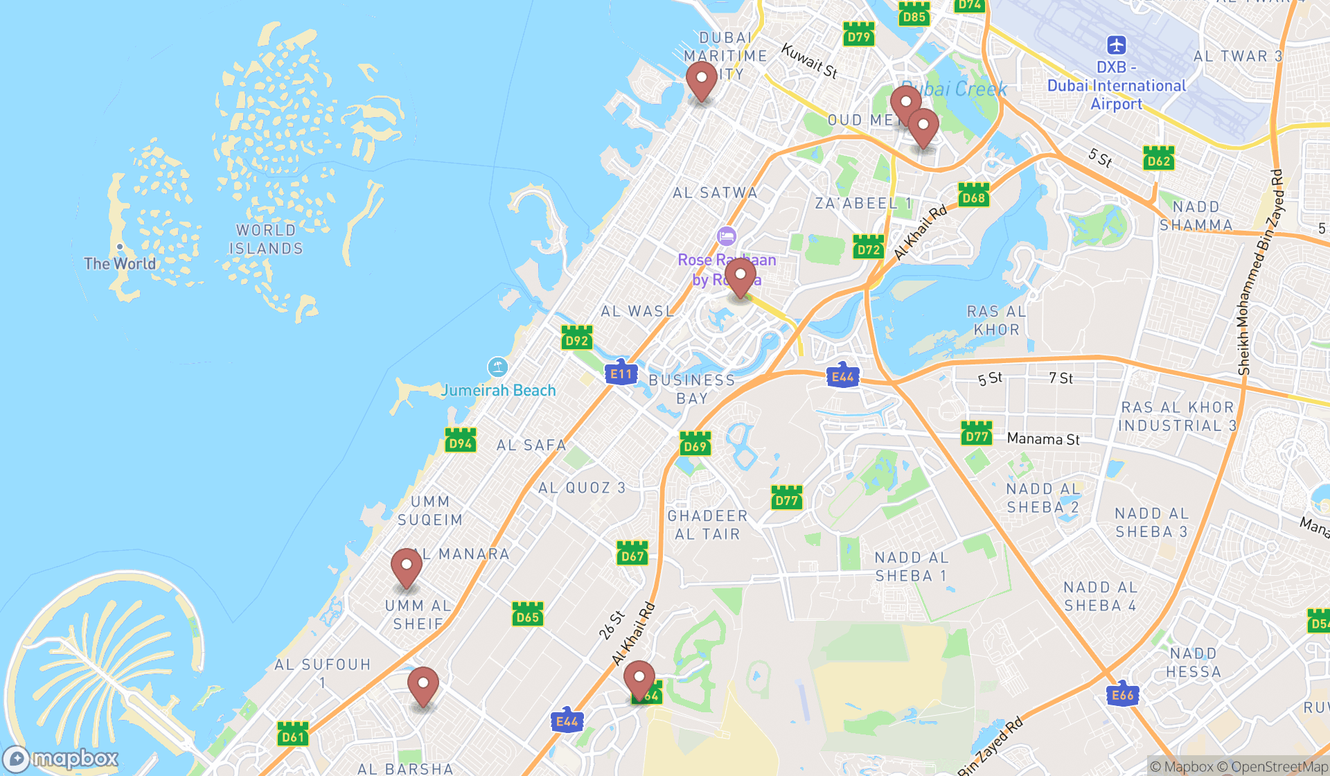 Map showing the ranked pediatric cardiologists in Dubai, Dubai