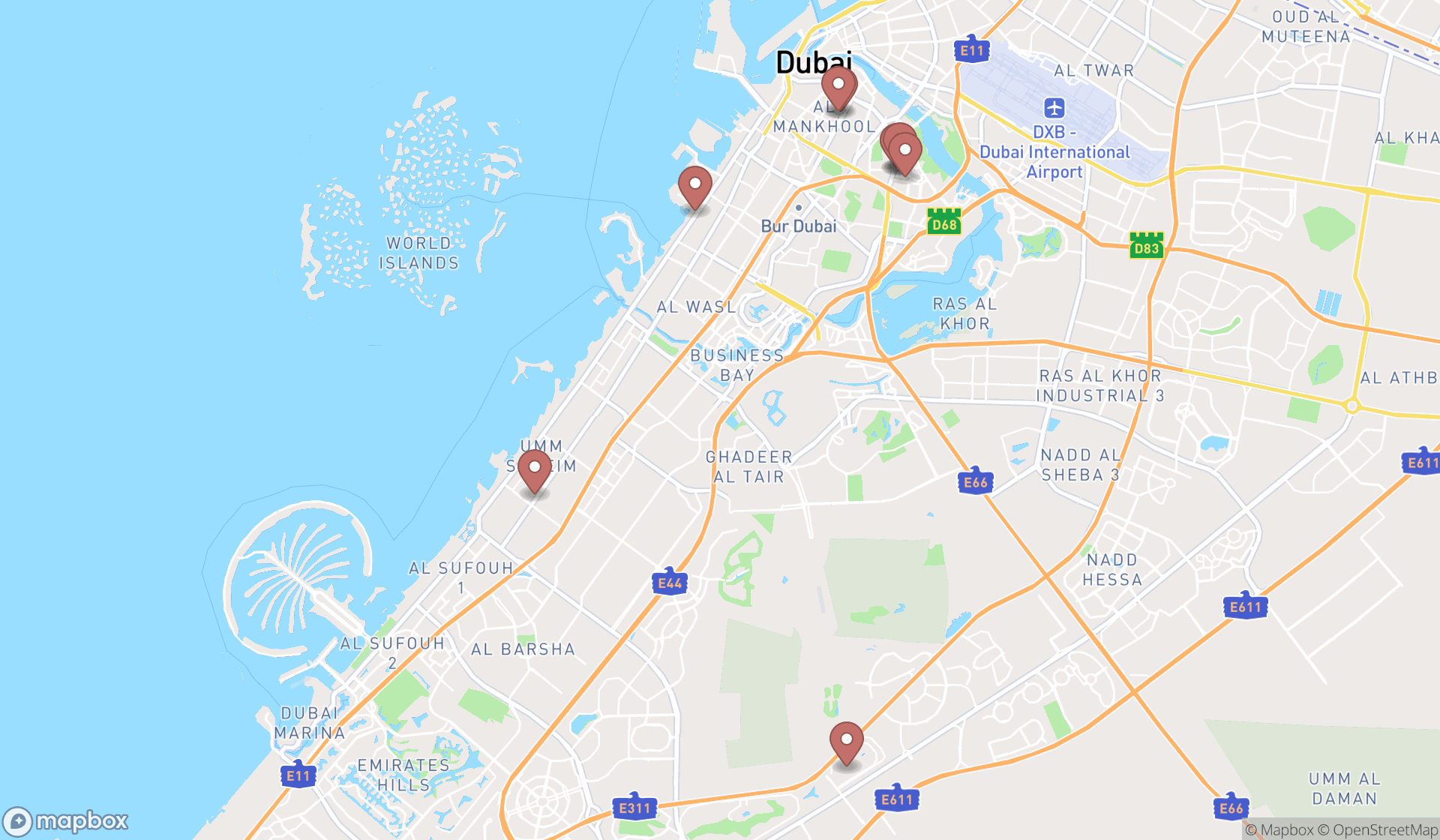 Map showing the ranked pediatric neurologists in Dubai, Dubai