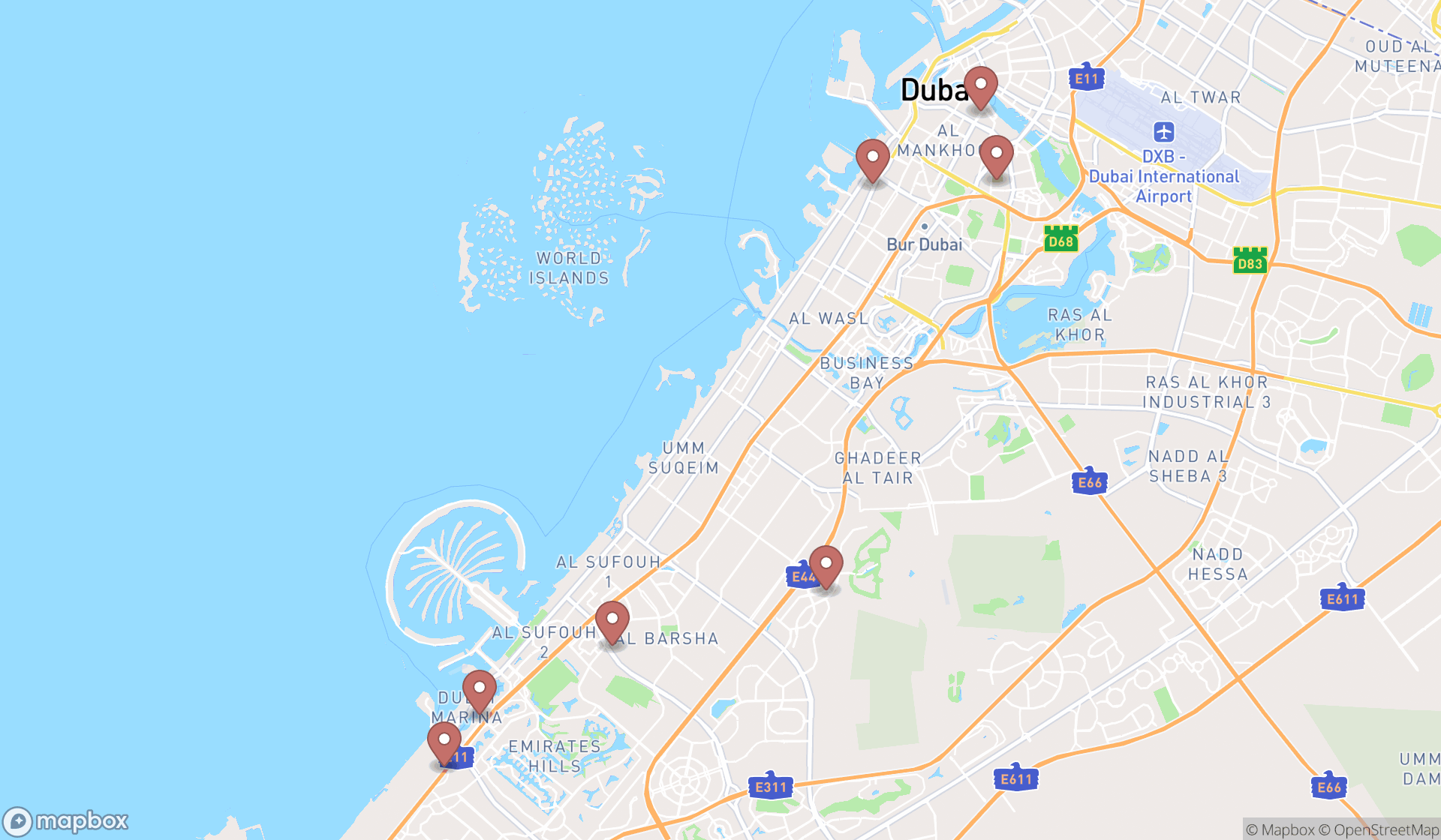 Map showing the ranked pediatric urologists in Dubai, Dubai