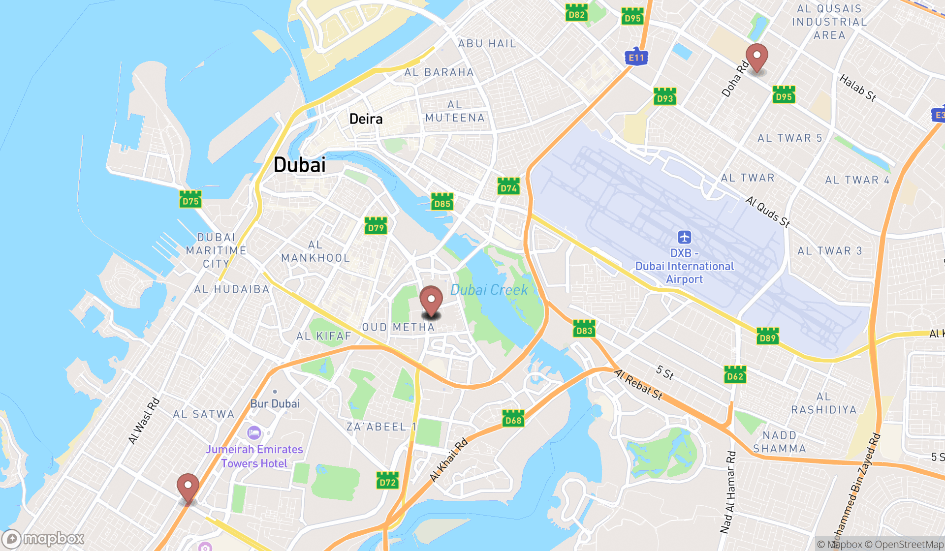 Map showing the ranked pentecostal churches in Dubai, Dubai