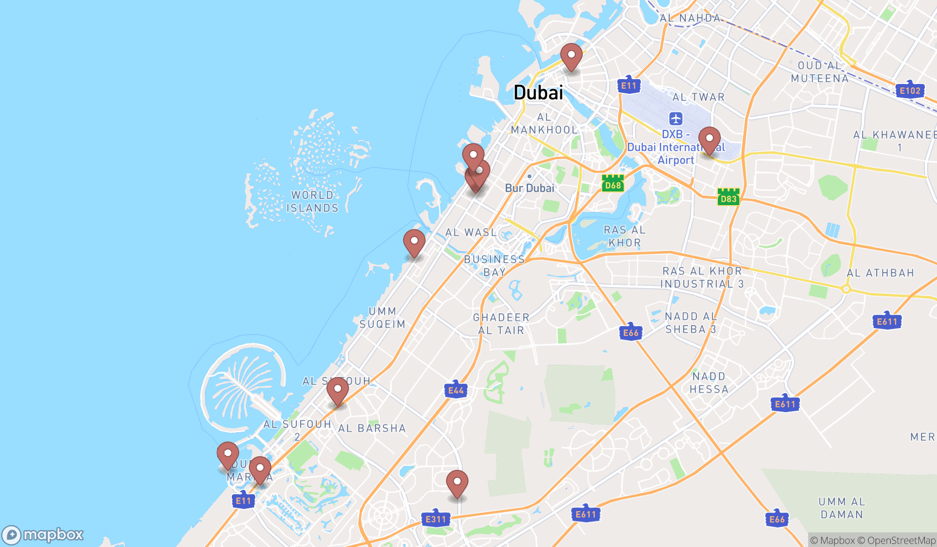 Map showing the ranked permanent make-up clinics in Dubai, Dubai